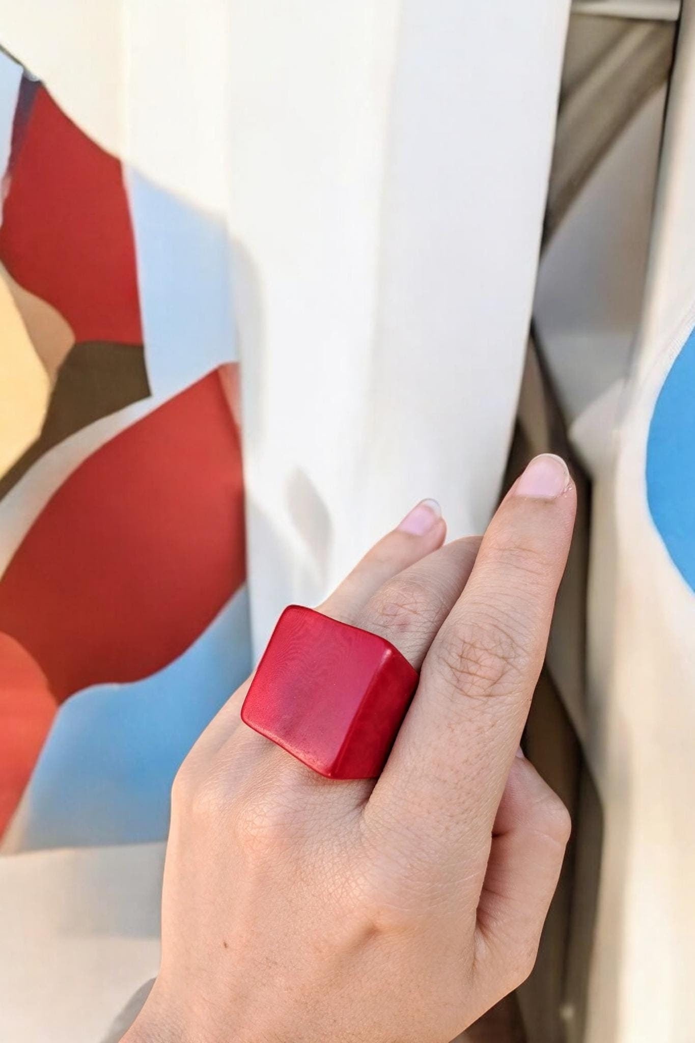 Matte Red Tagua Nut Ring.