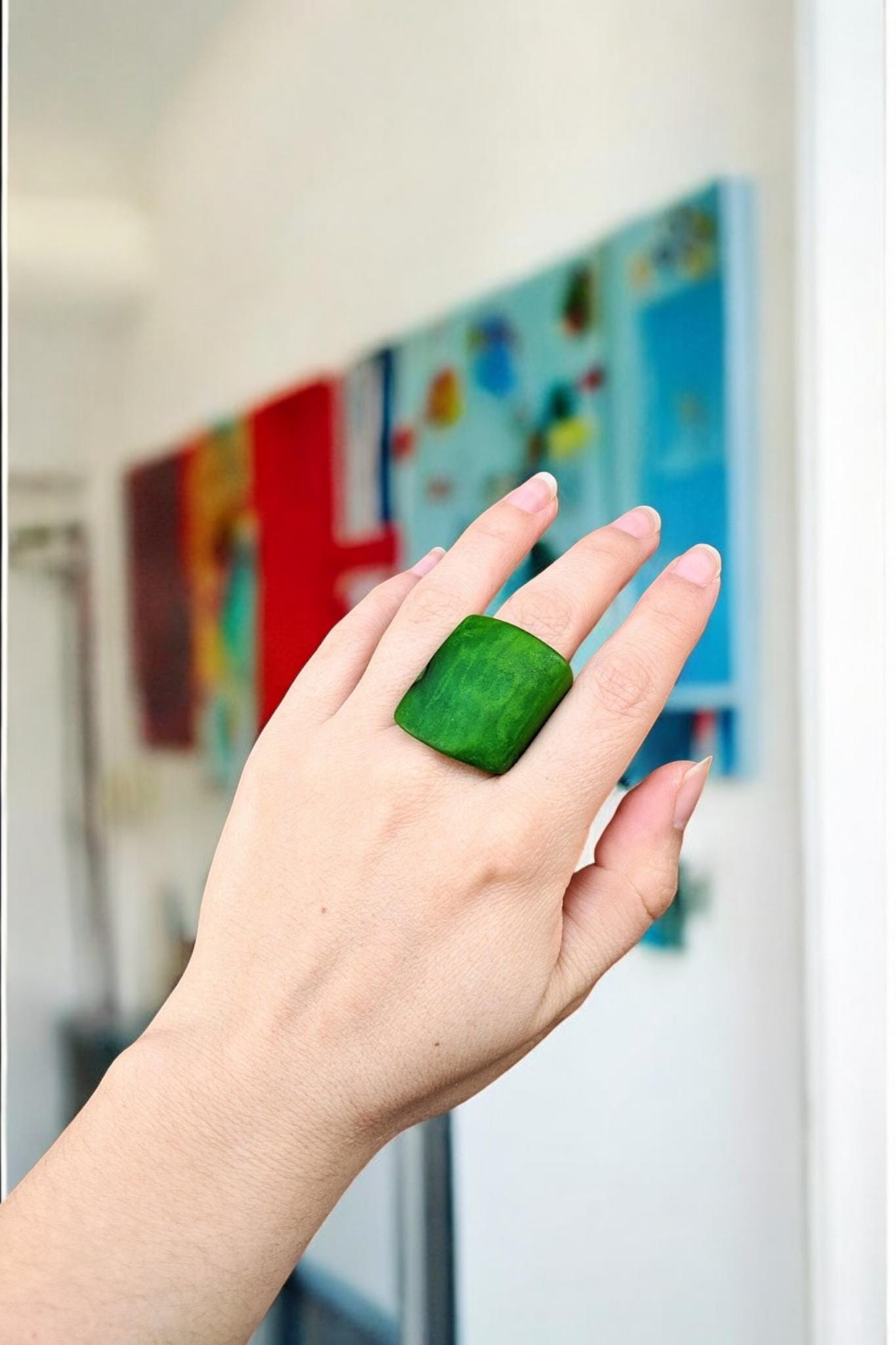 Matte Green Tagua Nut Ring.