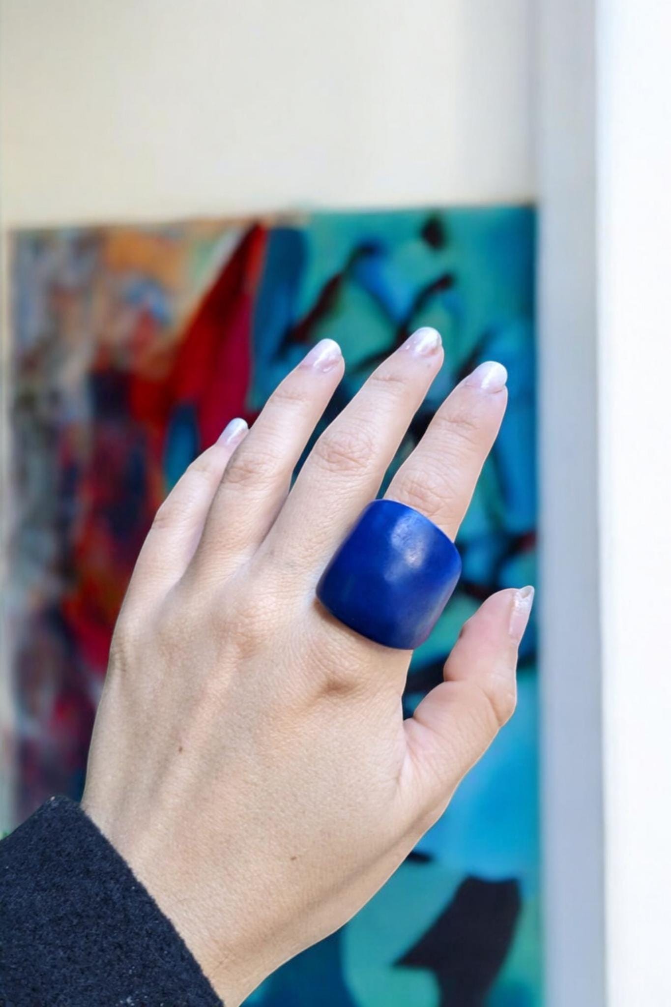 Matte Deep Dark Blue Ring.