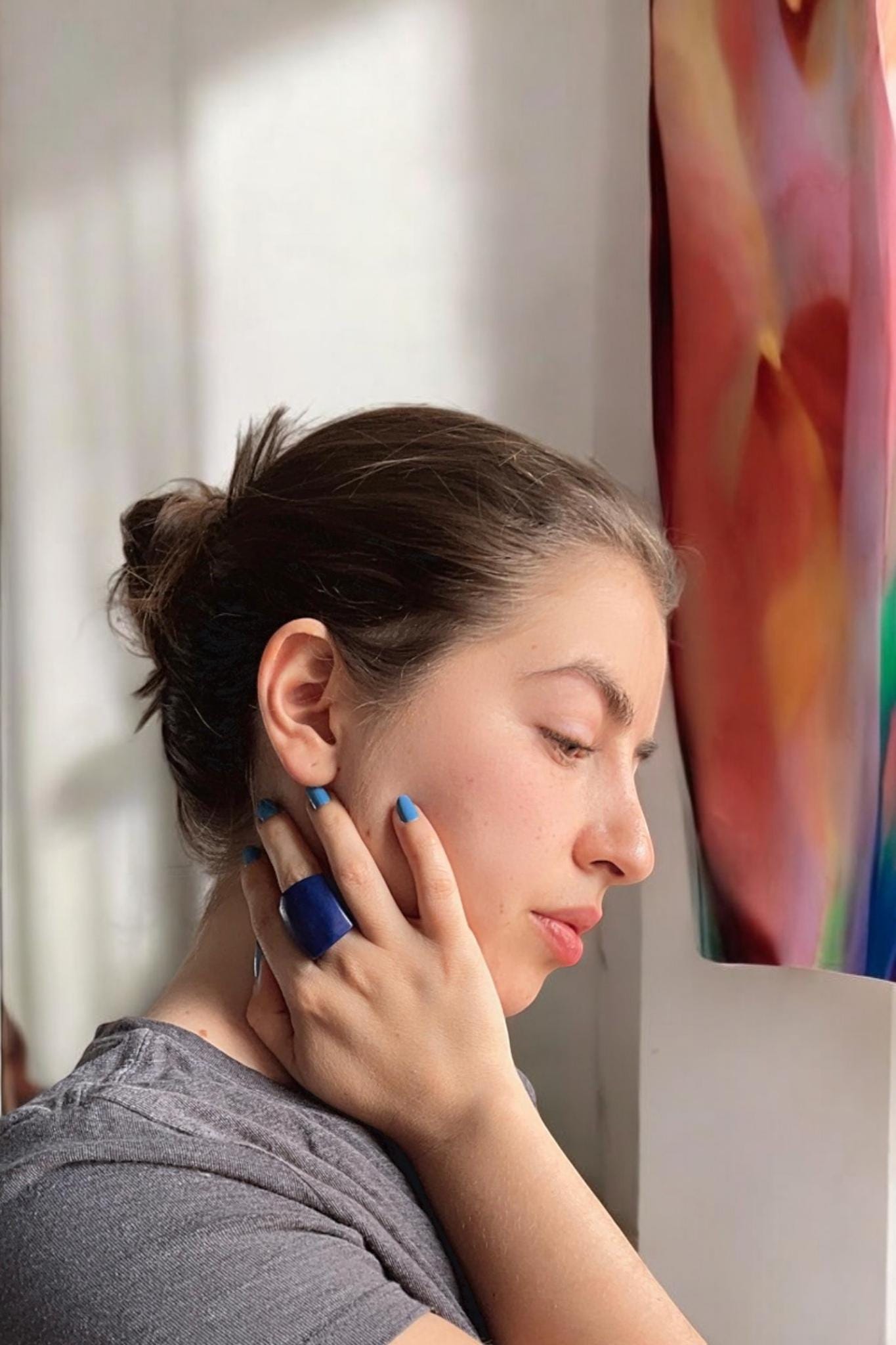 Matte Deep Dark Blue Ring.