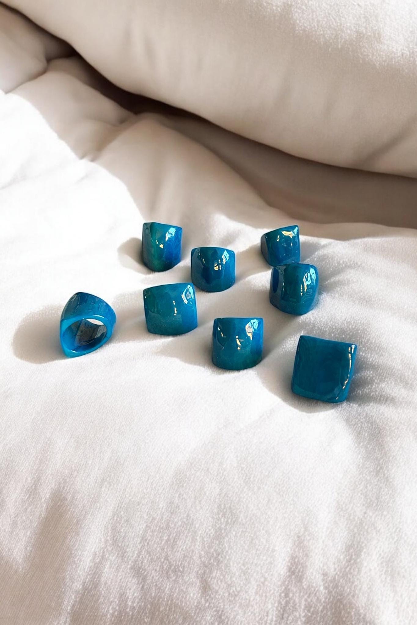 Blue Boho Statement Ring – Aquamarine Tagua Nut Jewelry.