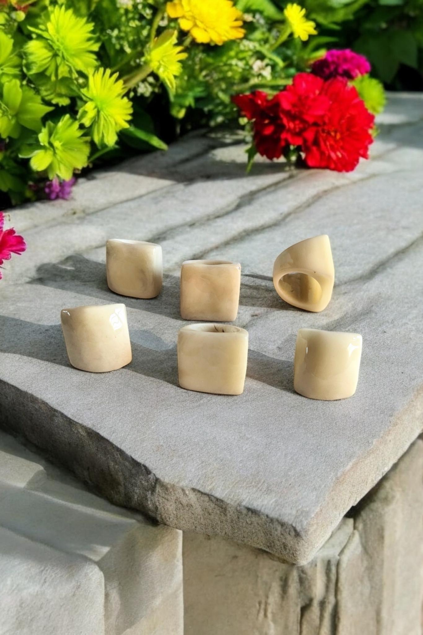 White Geometric Statement Ring.