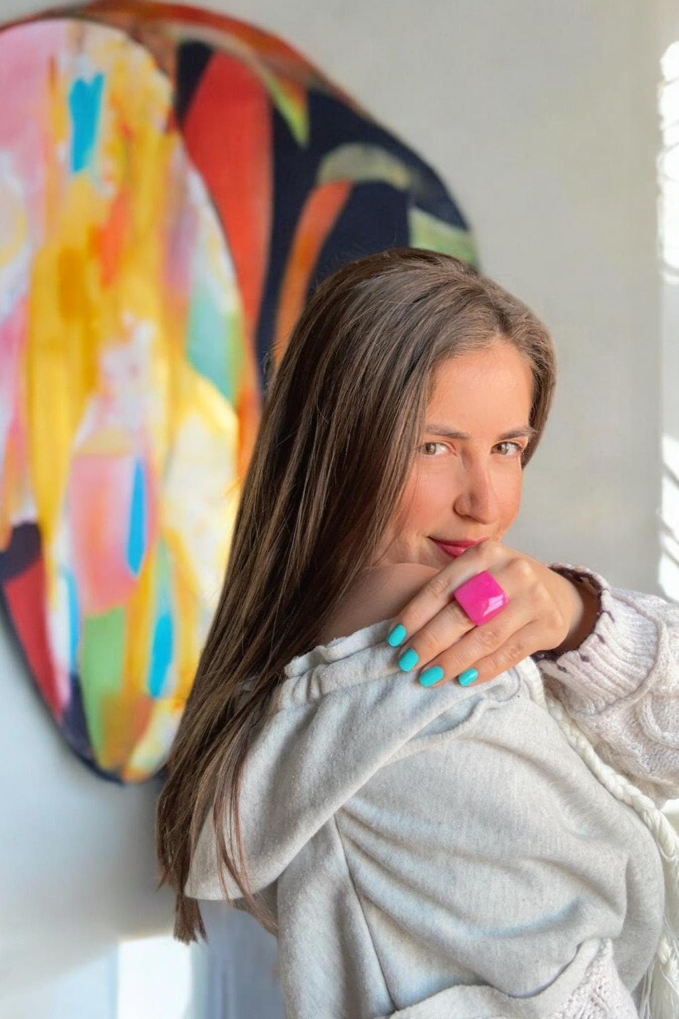 Chunky Fuchsia Tagua Nut Ring.