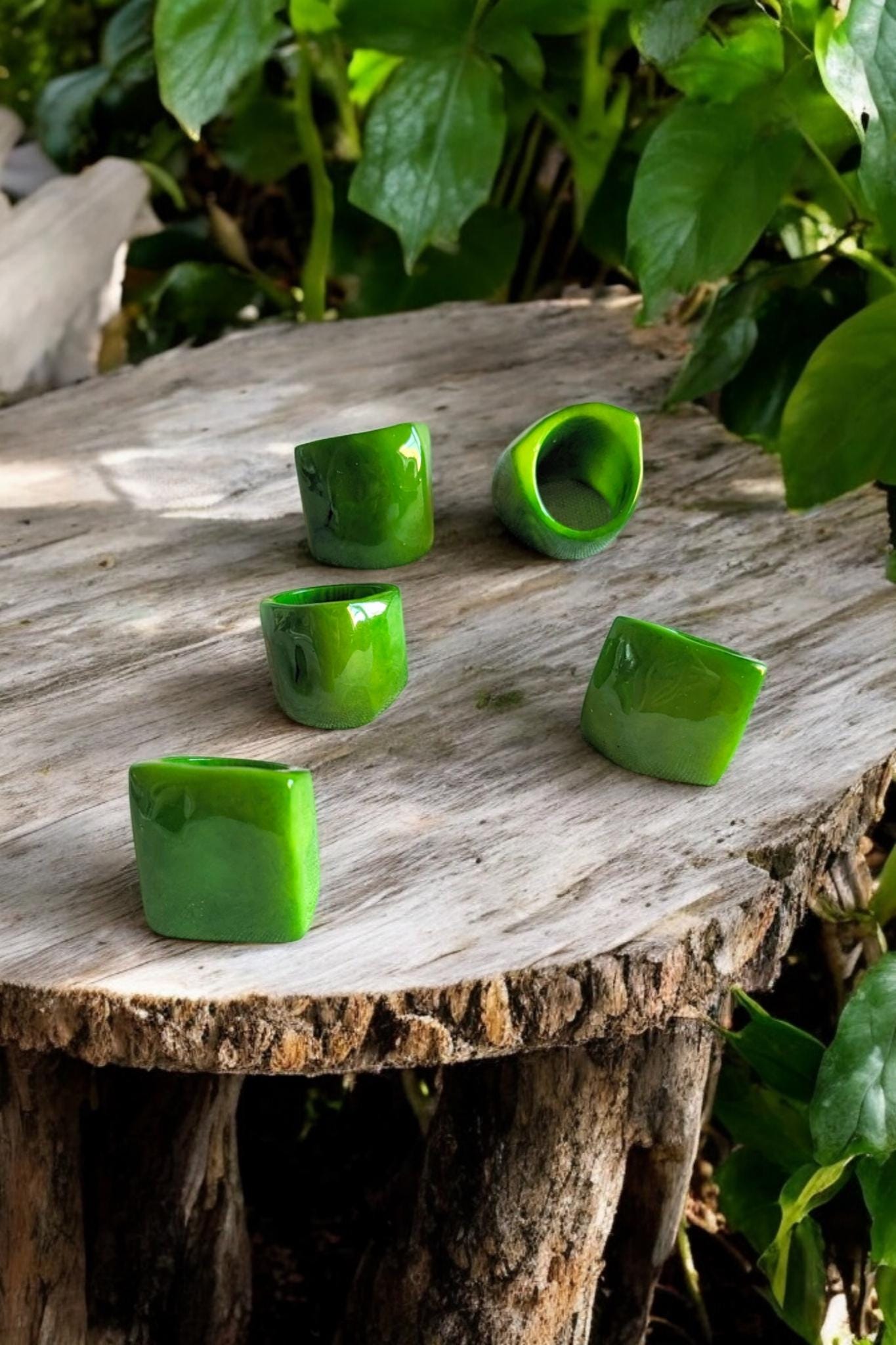 Chunky Lime Green Statement Ring .