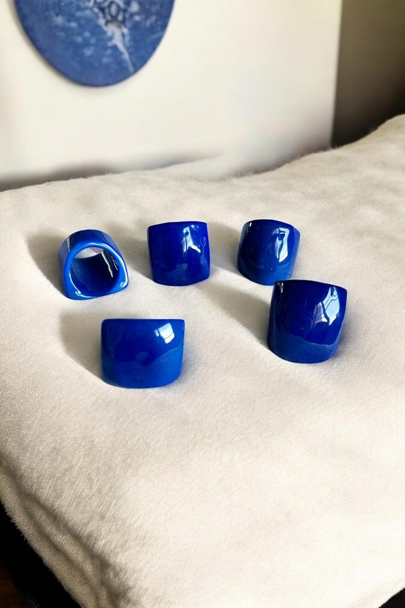 Chunky Navy Blue Tagua Nut Ring.