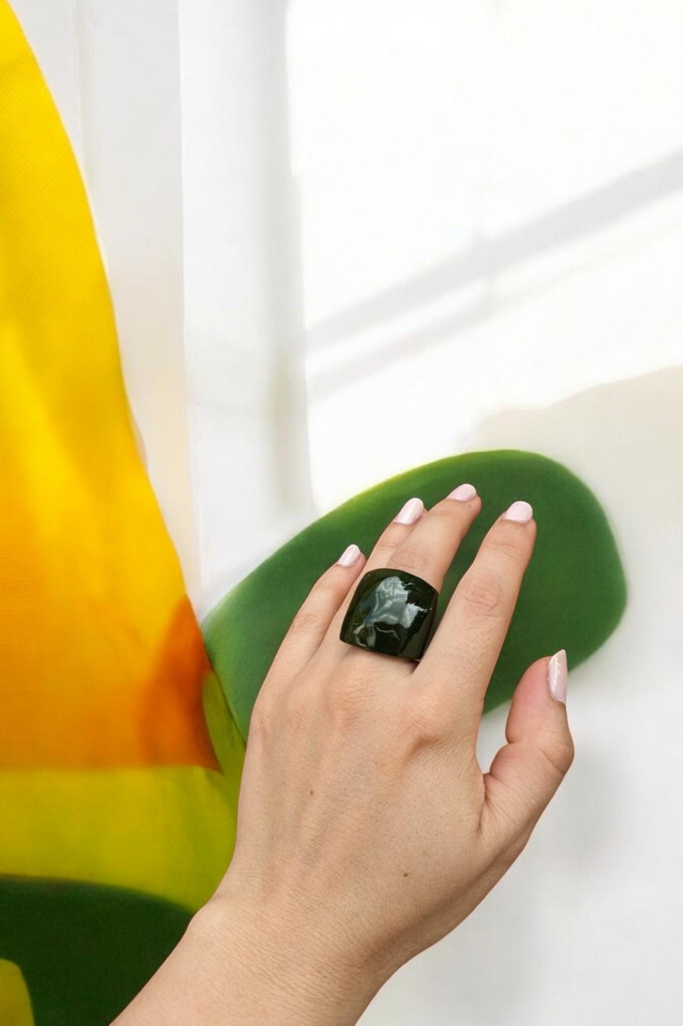 Dark Green Chunky Ring.