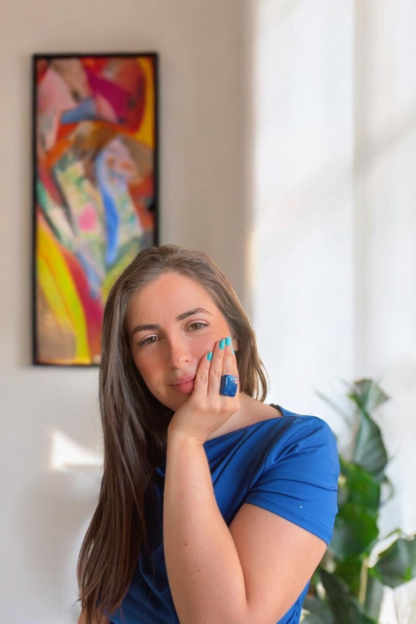 Chunky Navy Blue Tagua Nut Ring.