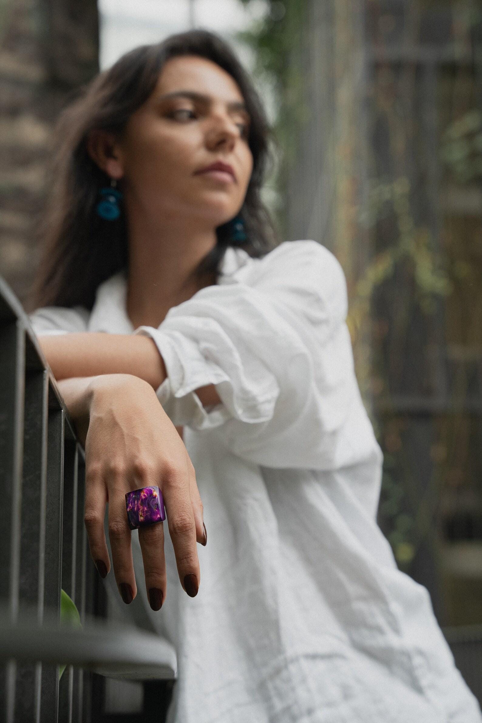 Purple Statement Chunky Ring.