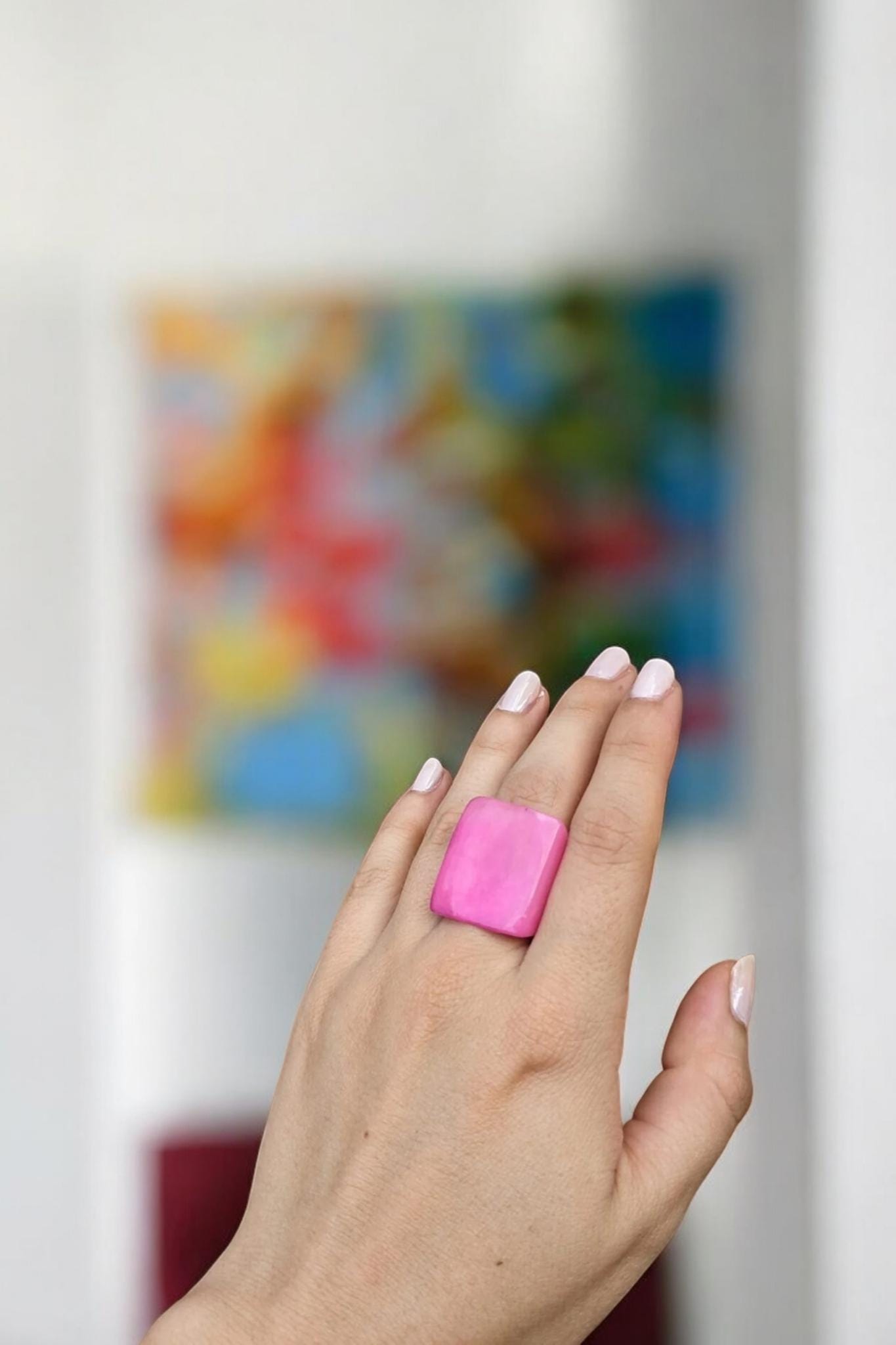 Blush Pink Tagua Nut Statement Ring.