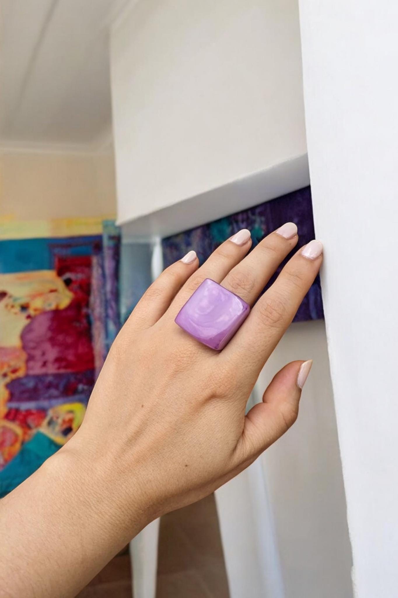 Lilac Tagua Nut Statement Ring.