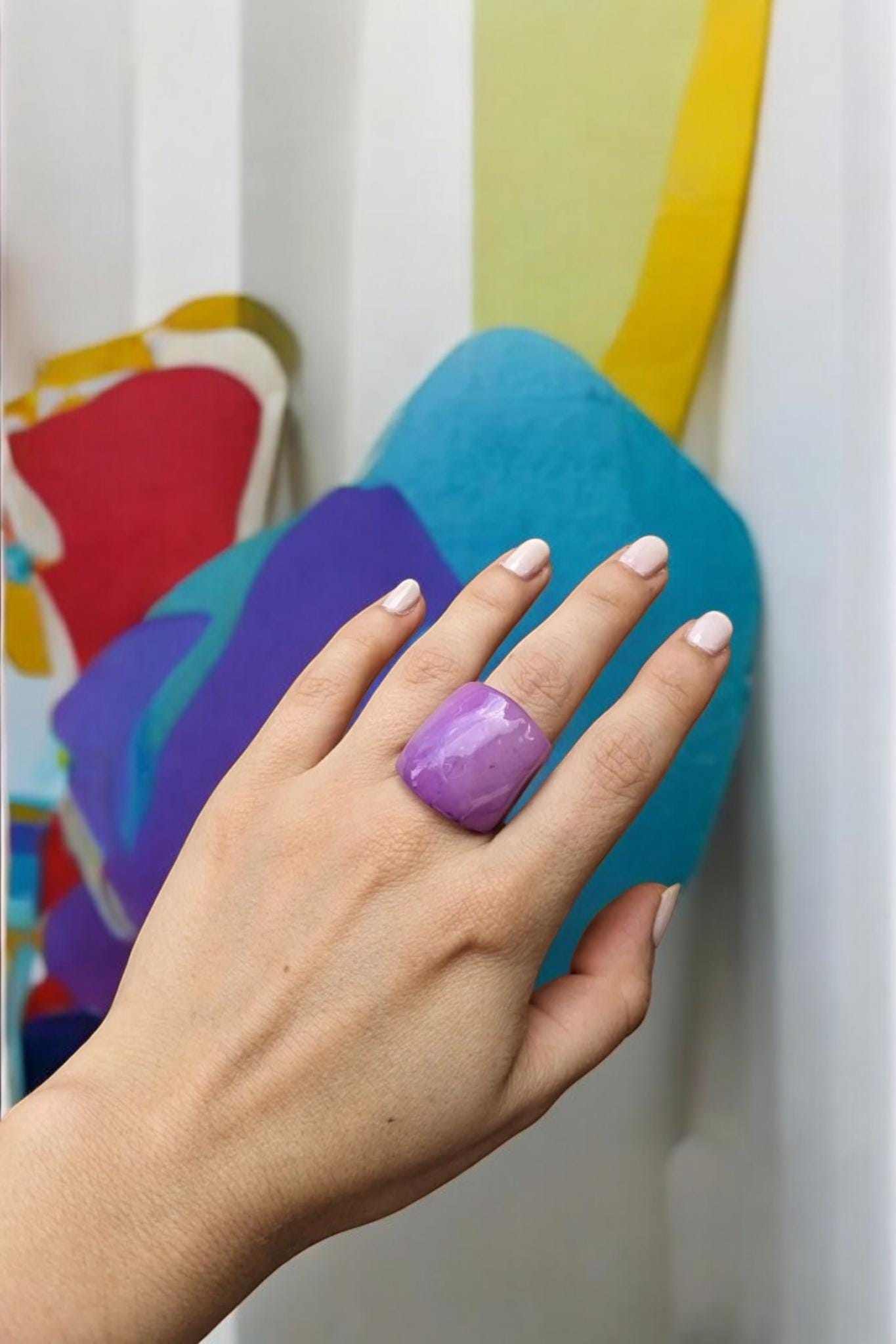 Lilac Tagua Nut Statement Ring.