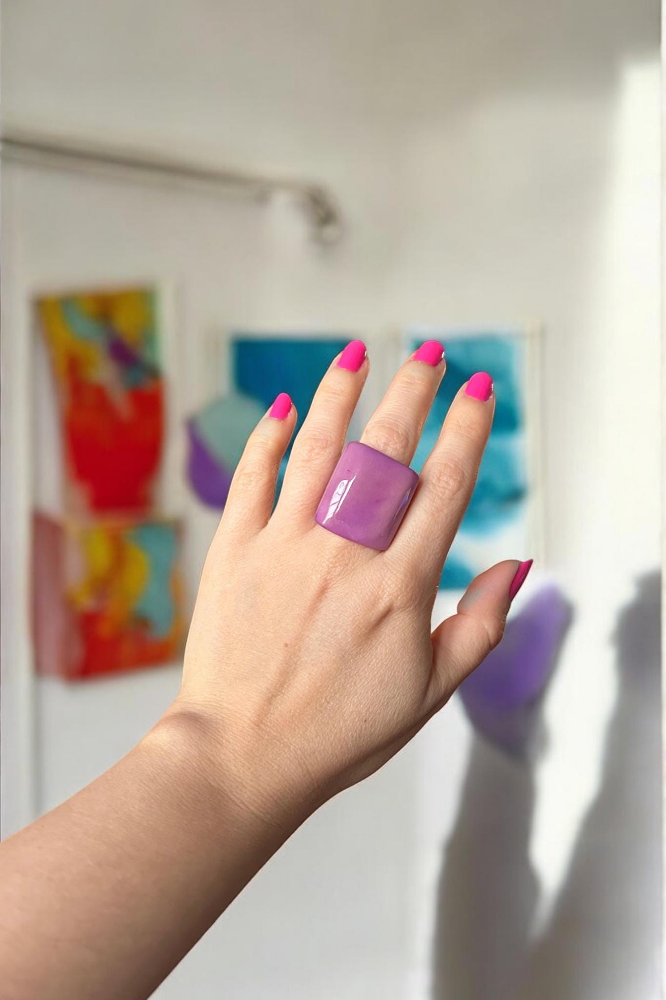 Lilac Tagua Nut Statement Ring.