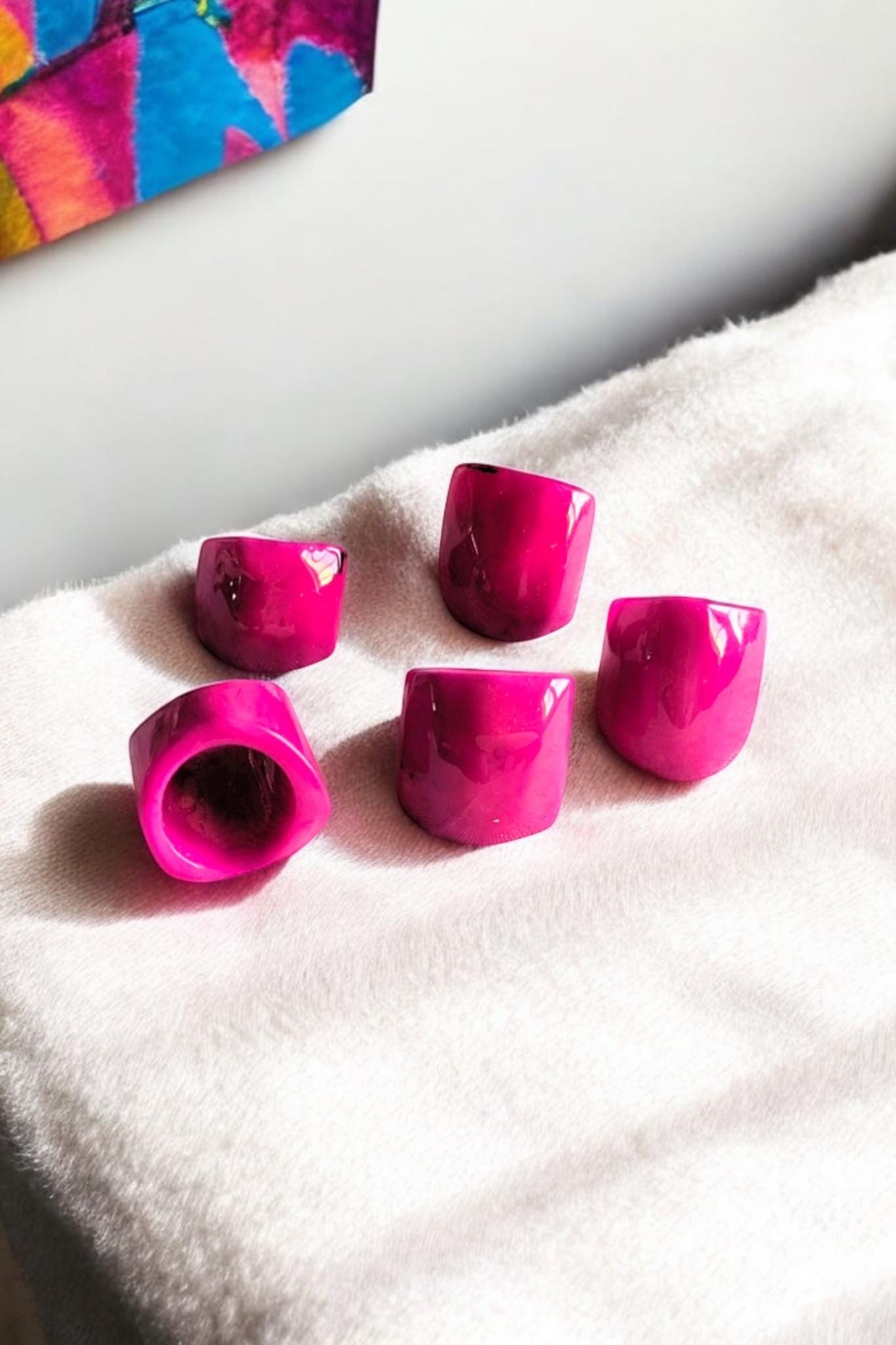Chunky Fuchsia Tagua Nut Ring.