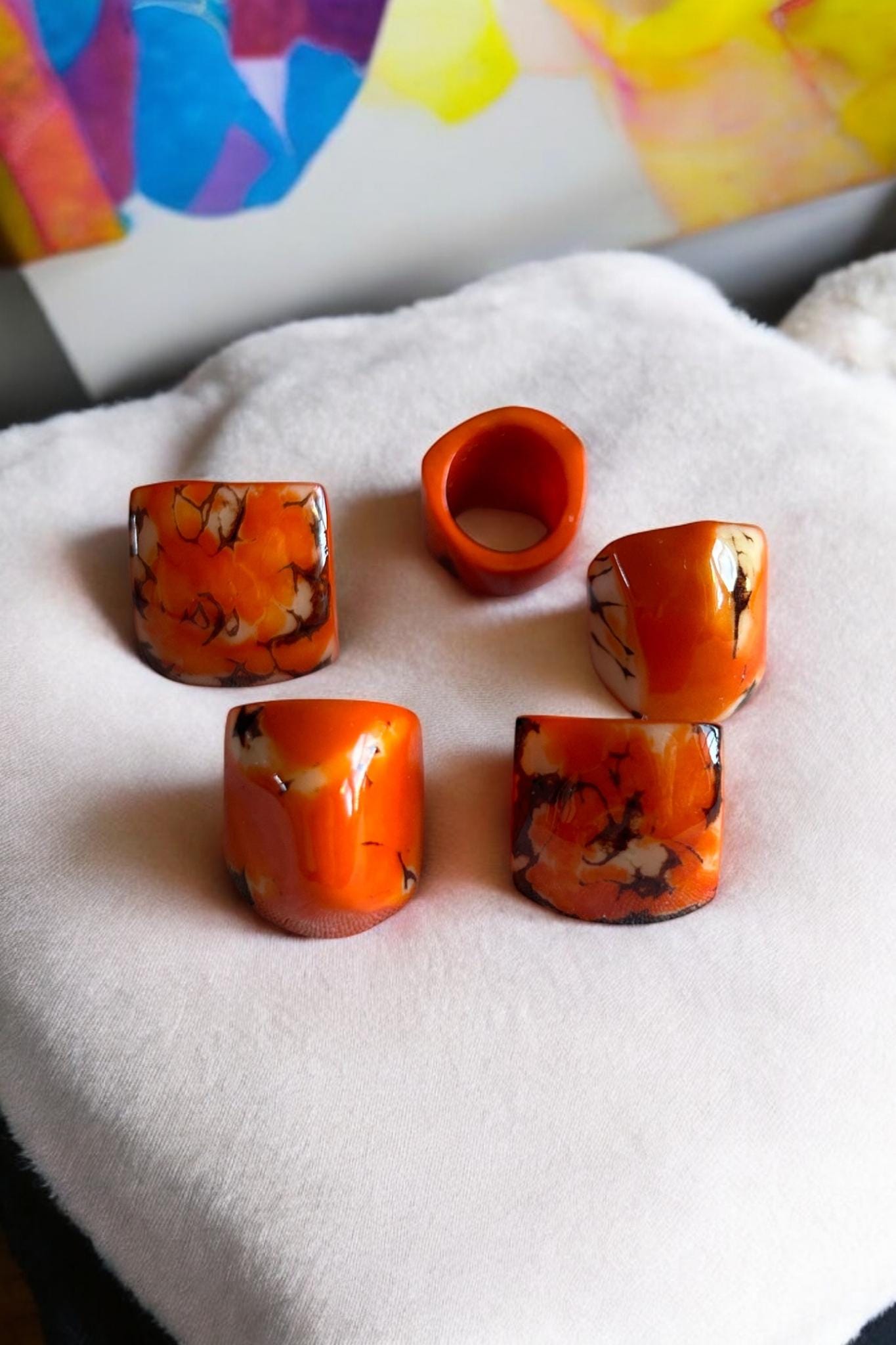 Bright Orange Tagua Ring.