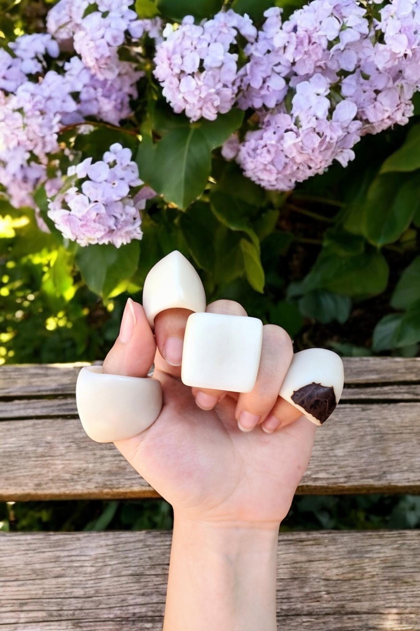 Large statement matte white ring.