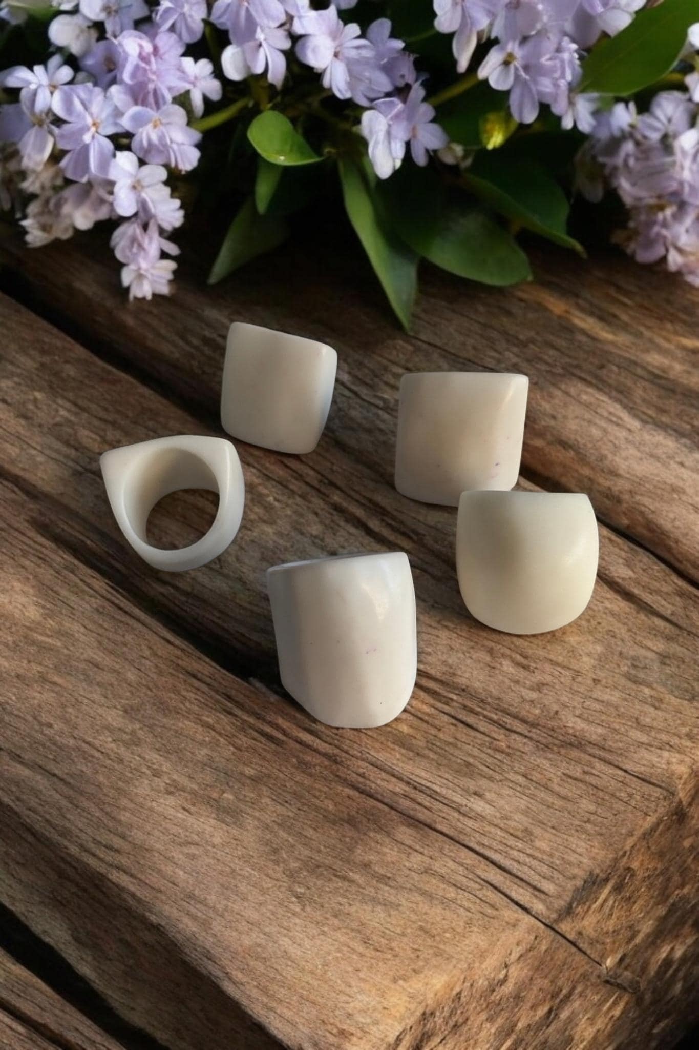 Large statement matte white ring.