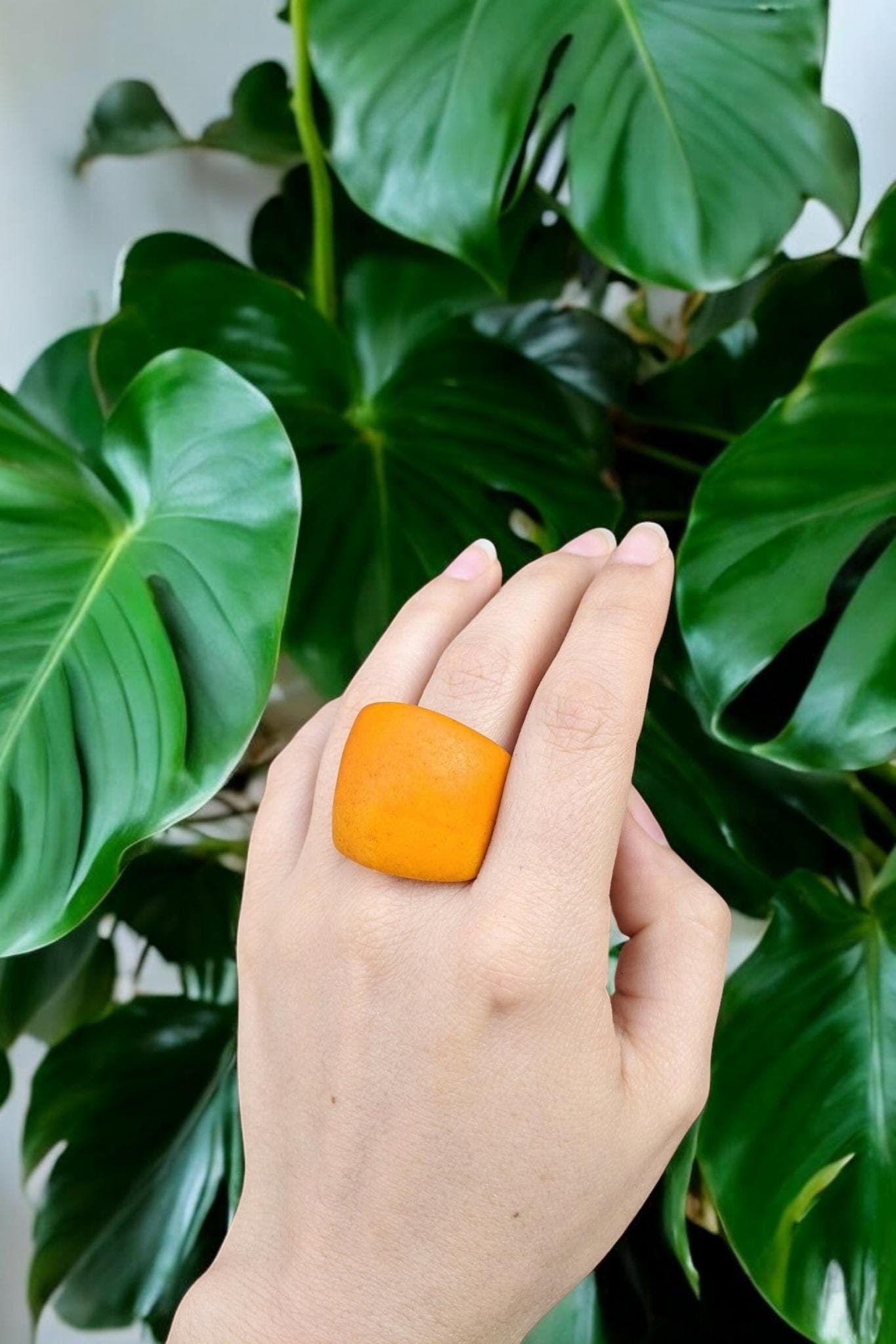 Burned Yellow Tagua Nut Ring.