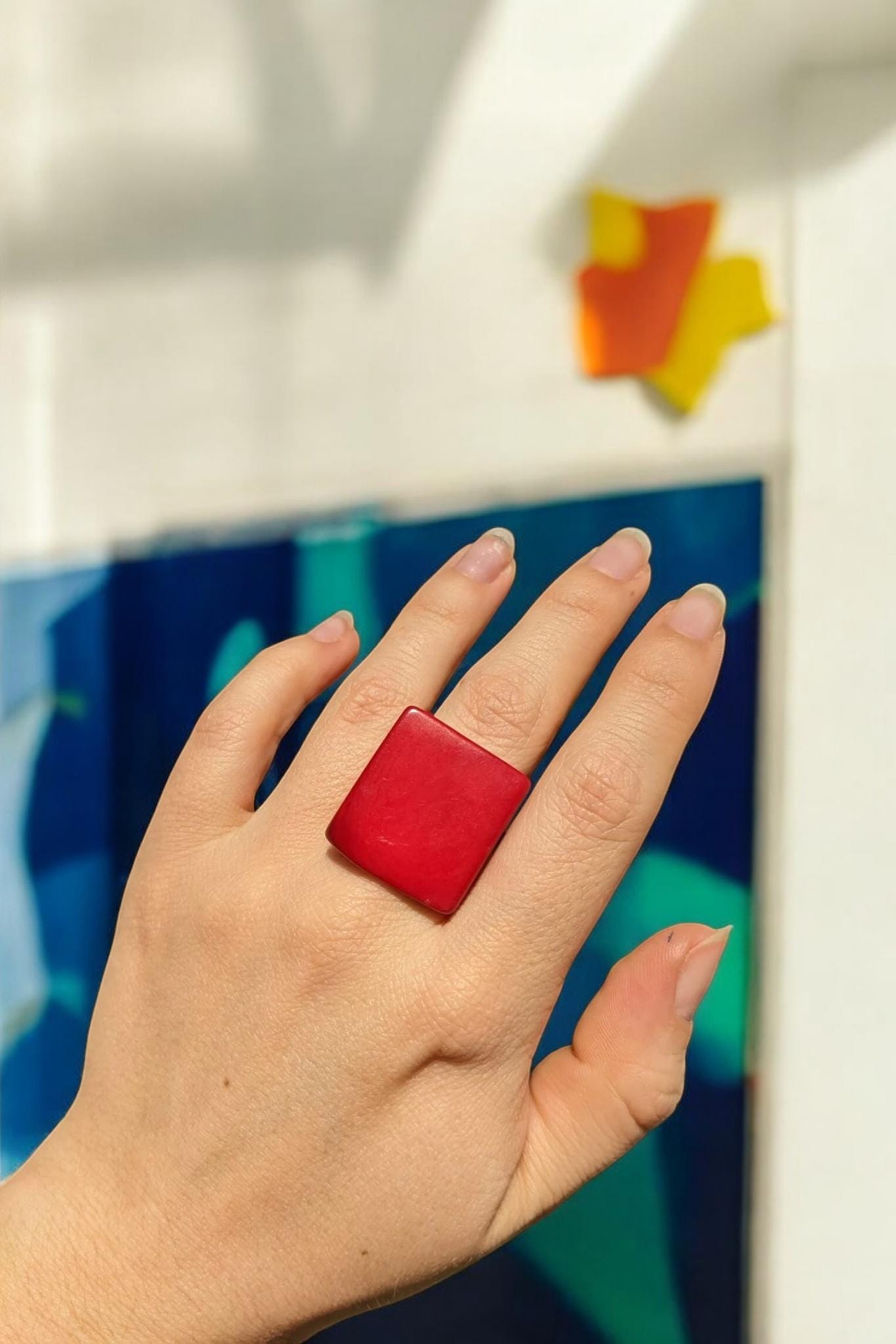 Matte Red Tagua Nut Ring.