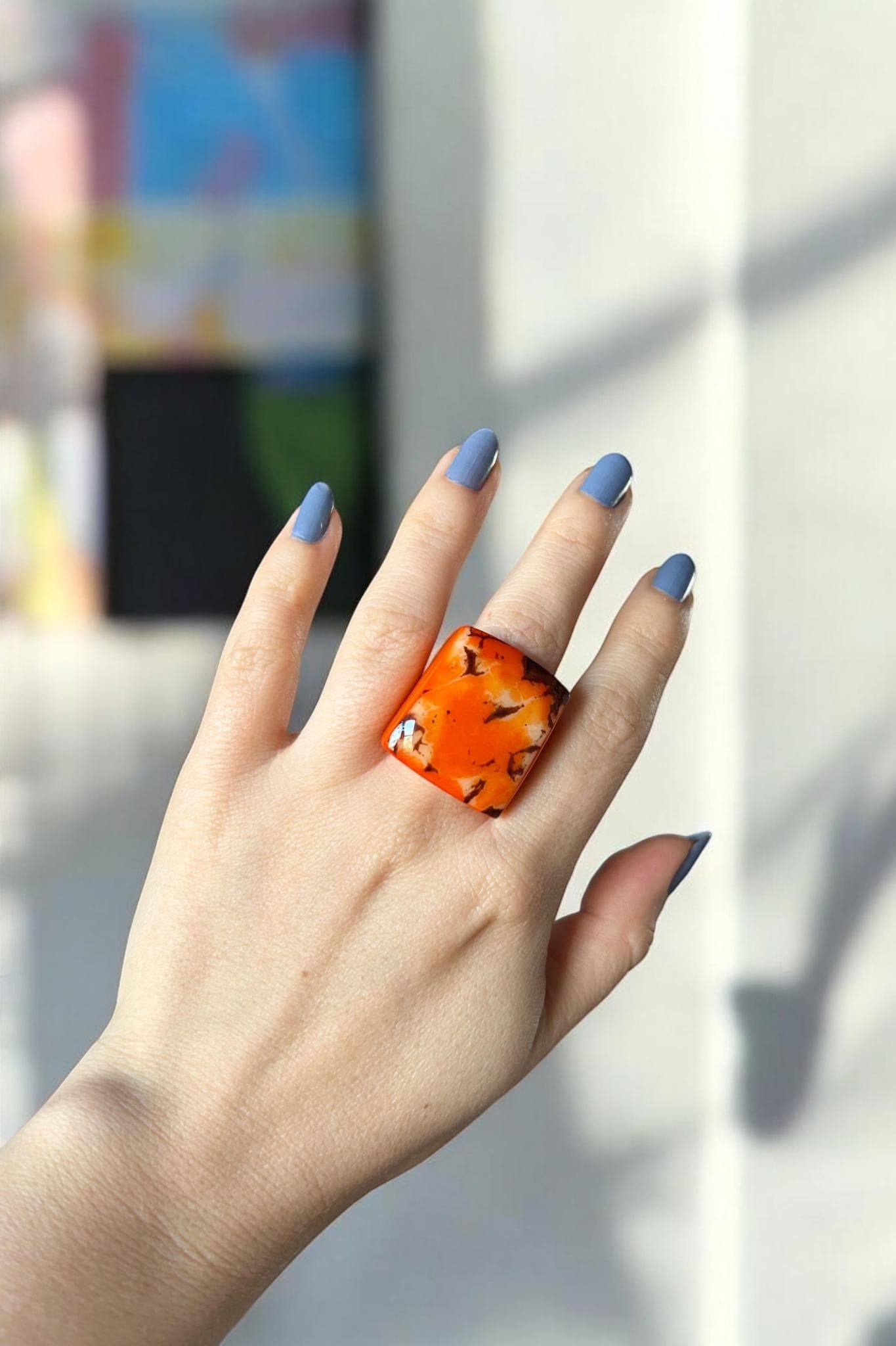 Bright Orange Tagua Ring.