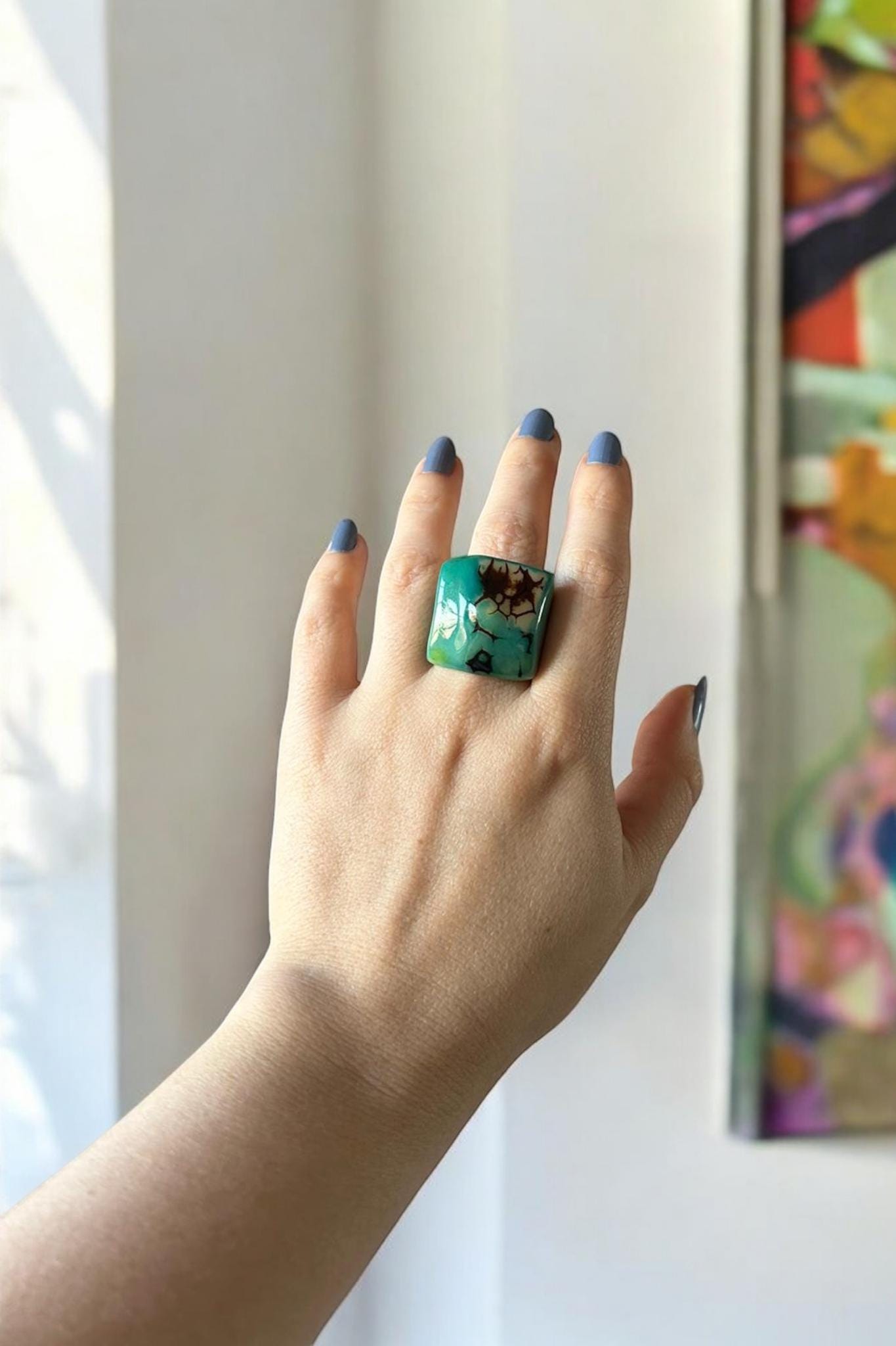 Sea Green Colored Big Ring.