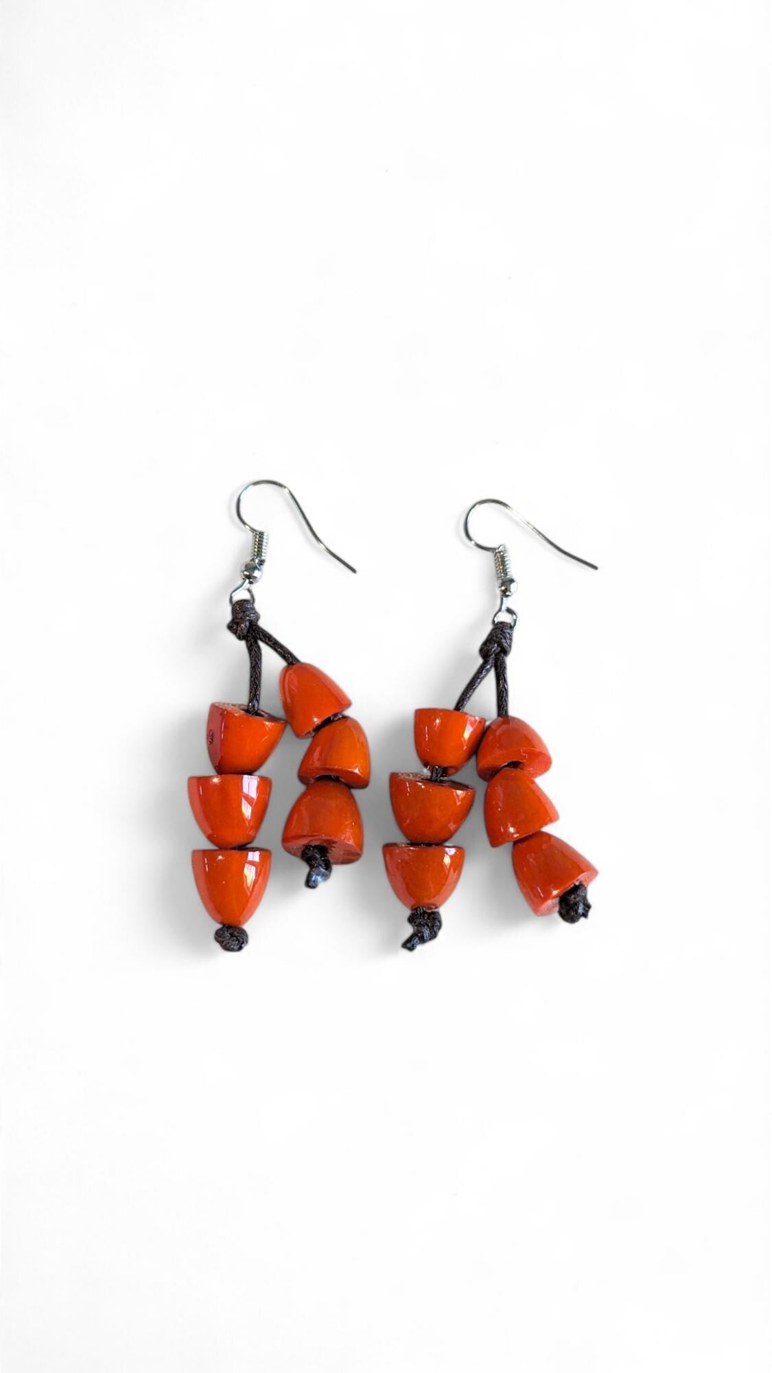 Handmade Acai Seed Dangle Earrings.