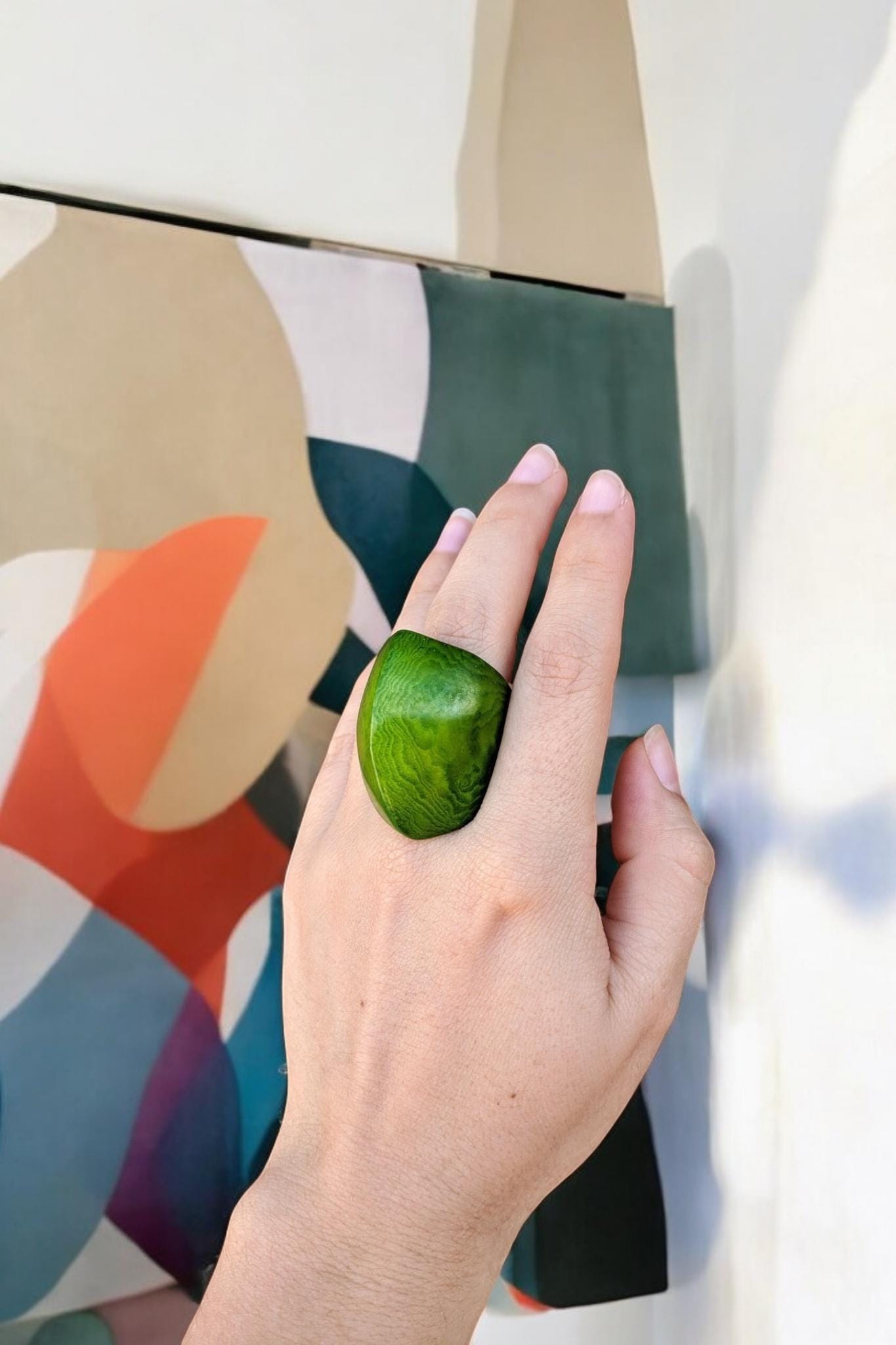 Matte Green Tagua Nut Ring.
