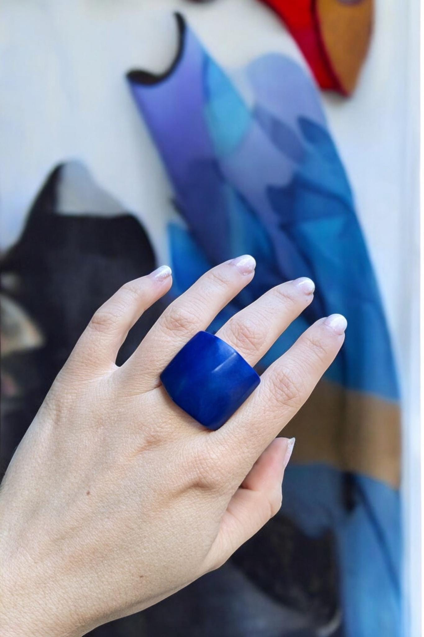 Matte Deep Dark Blue Ring.