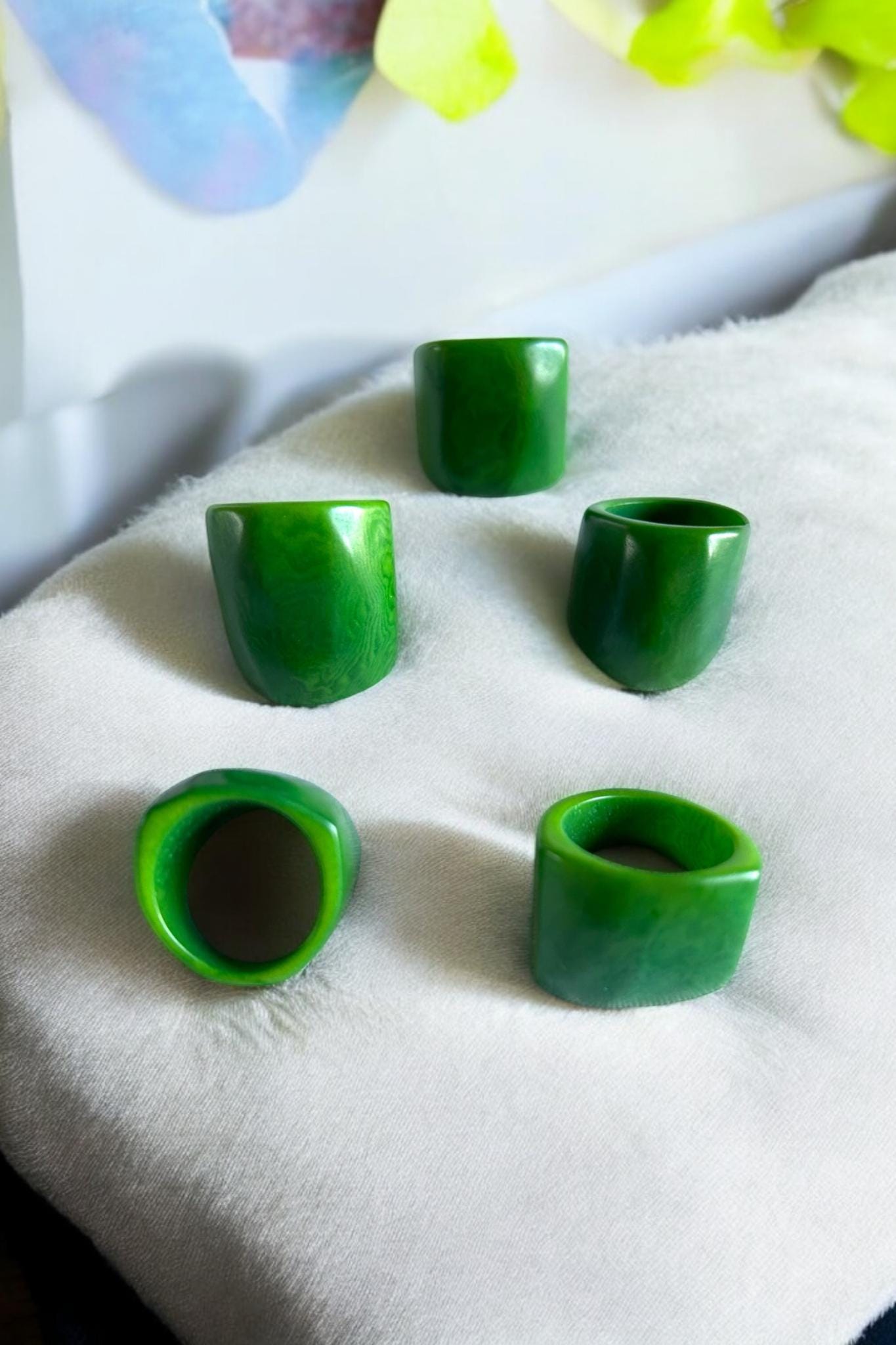 Matte Green Tagua Nut Ring.