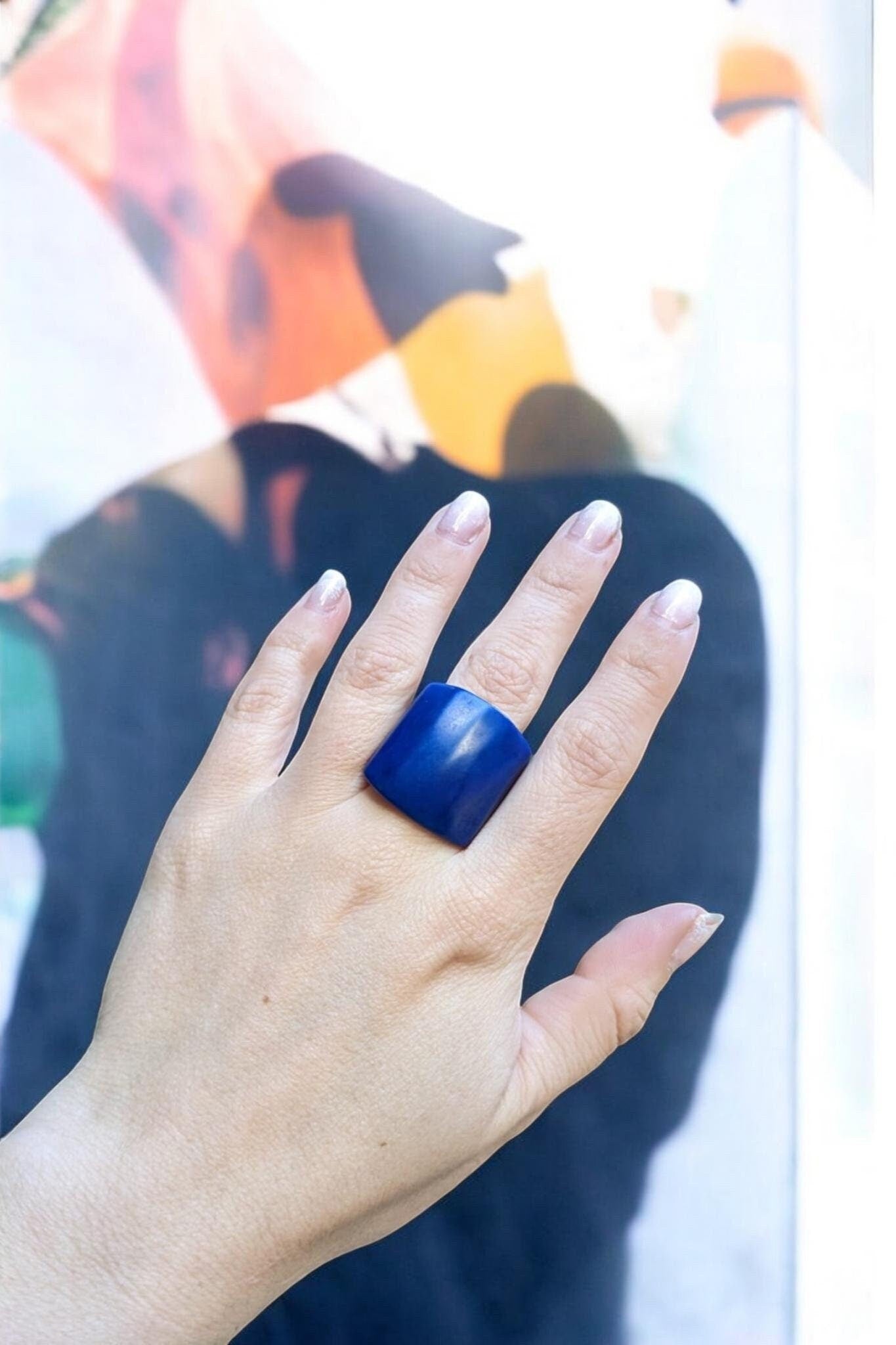 Matte Deep Dark Blue Ring.