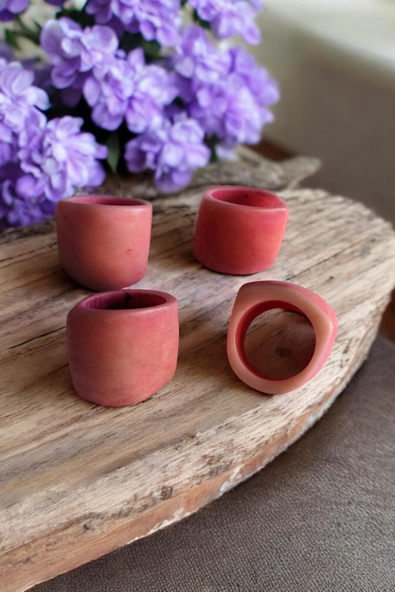 Matte Pink Wide Band Ring.