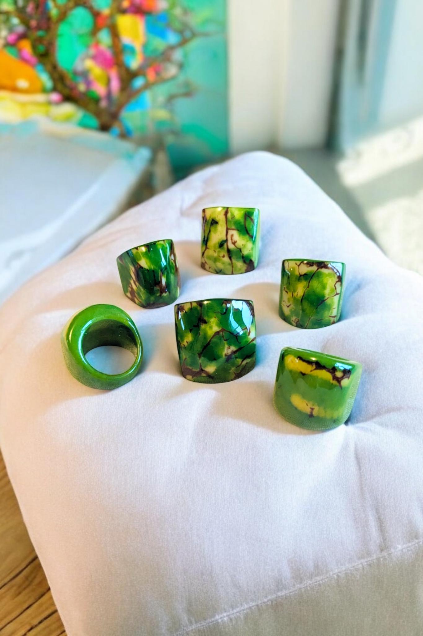 Large Bold Green Tagua Nut Ring.