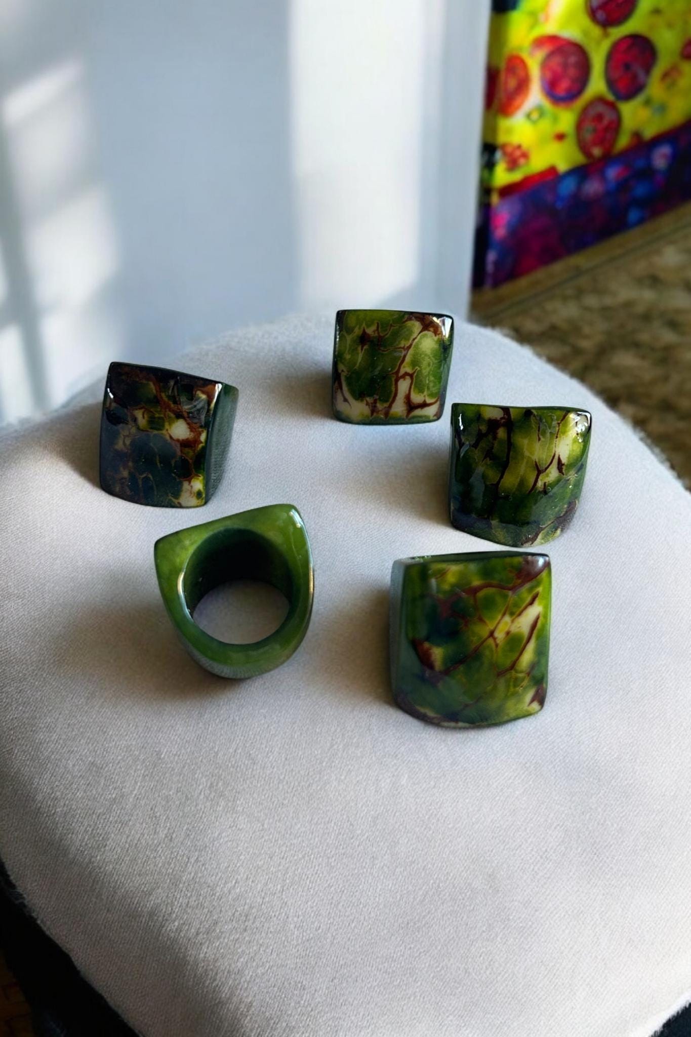 Vibrant Green Tagua Nut Ring.
