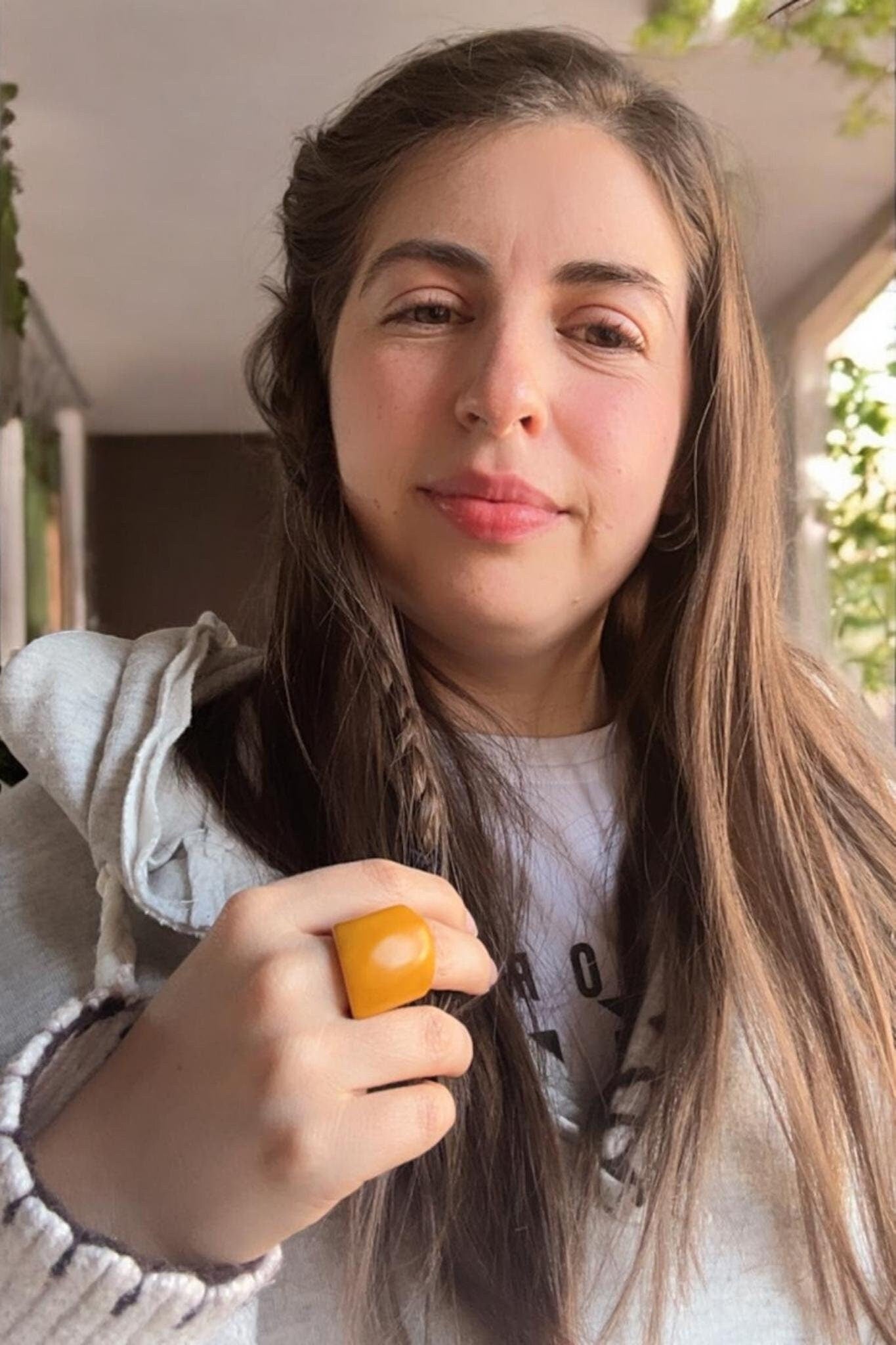 Burned Yellow Tagua Nut Ring.