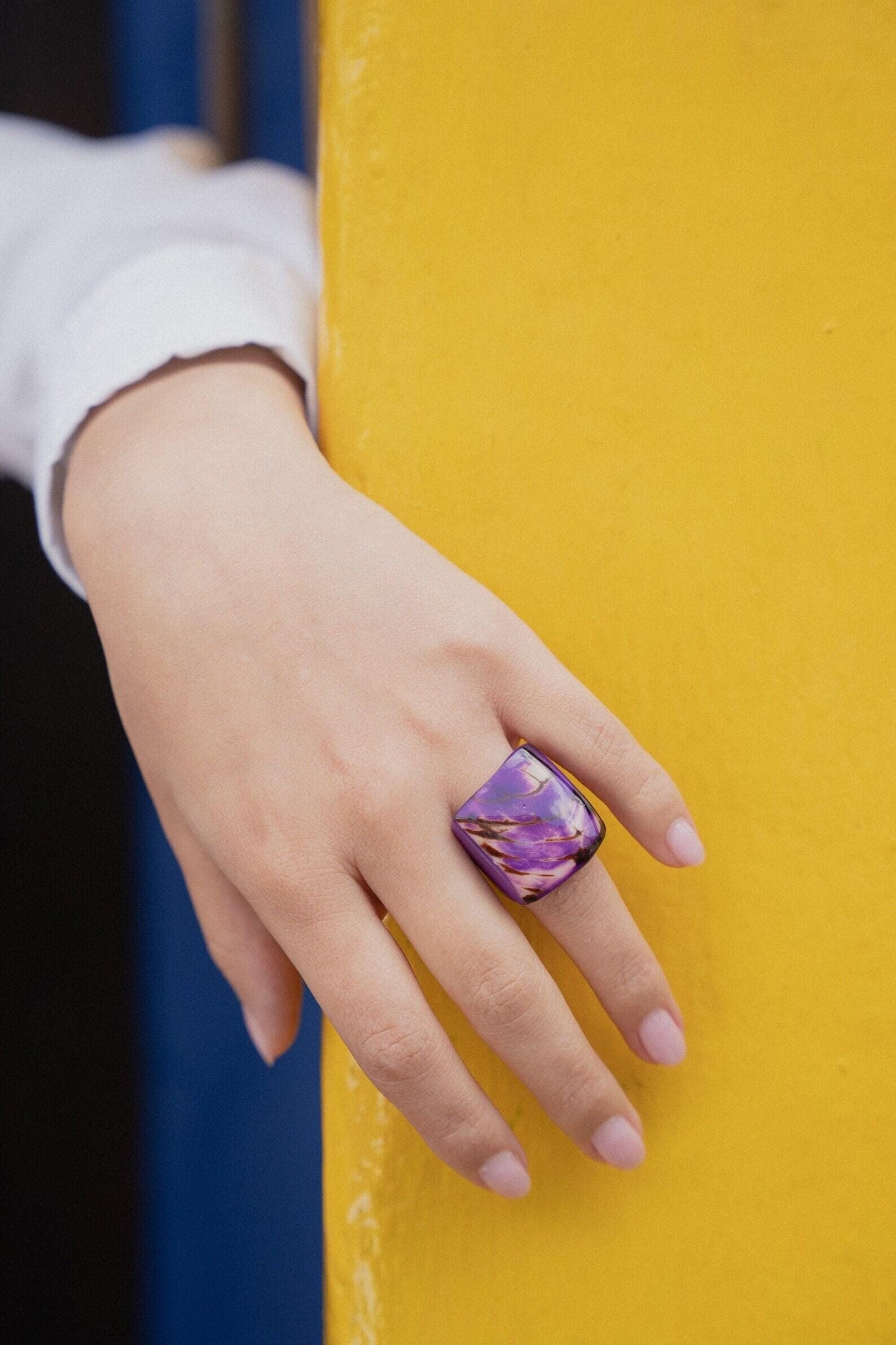 Purple Statement Chunky Ring.