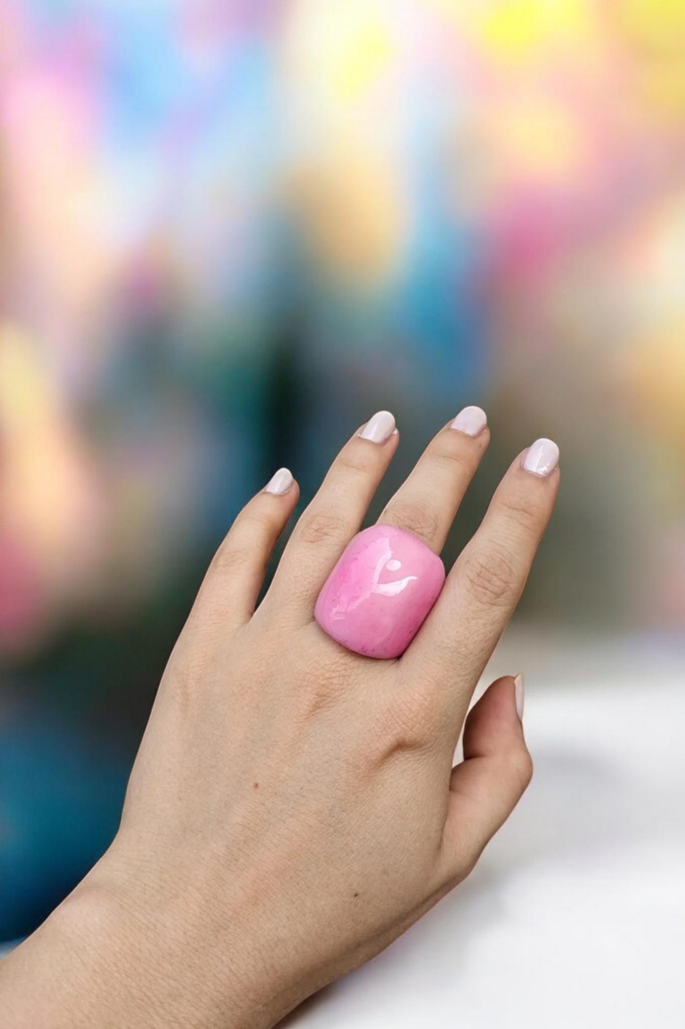 Blush Pink Tagua Nut Statement Ring.