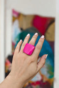 Chunky Fuchsia Tagua Nut Ring.