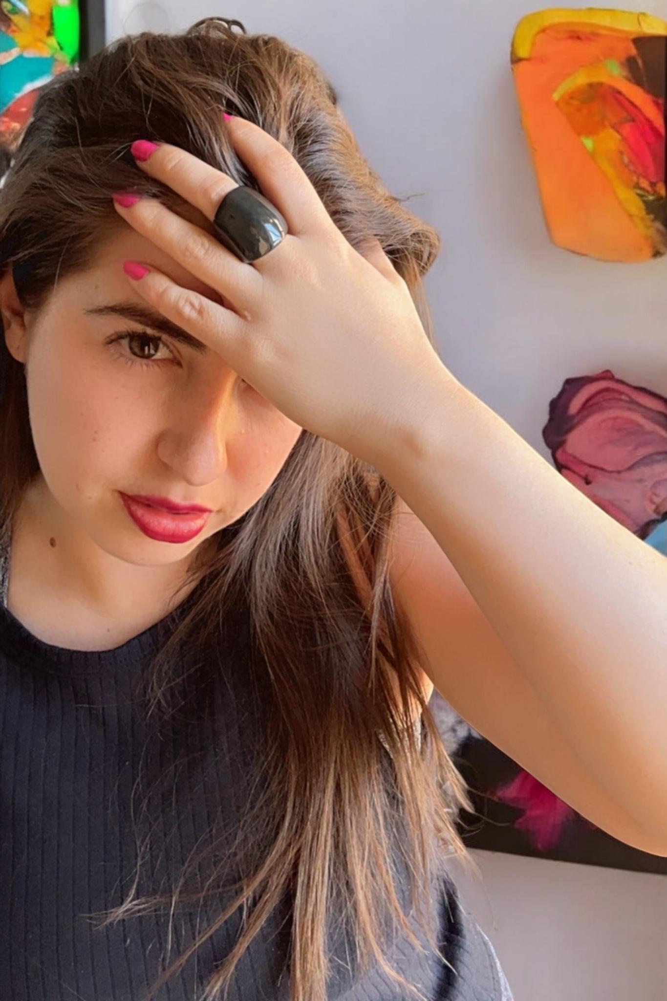 Gray Green Statement Ring. Earthy, Elegant Chunky Ring.