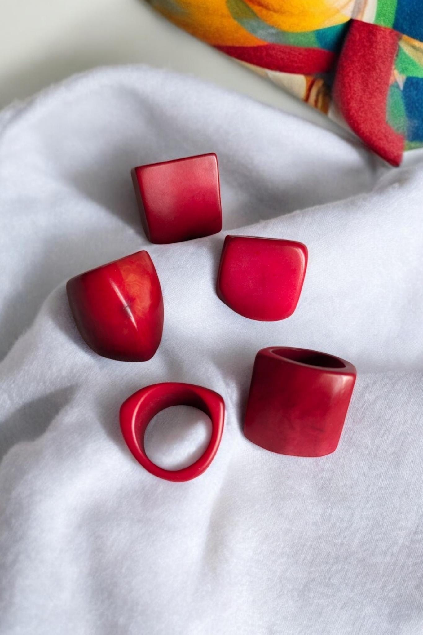 Matte Red Tagua Nut Ring.