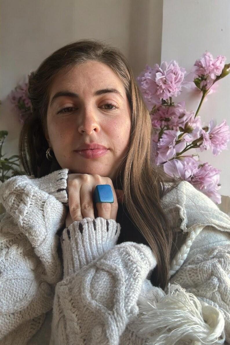 Matte Blue Tagua Nut Ring.