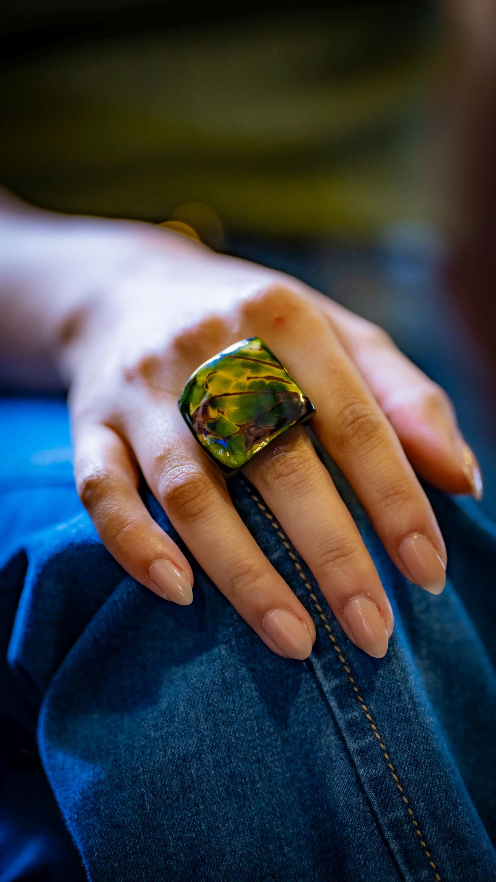Vibrant Green Tagua Nut Ring.