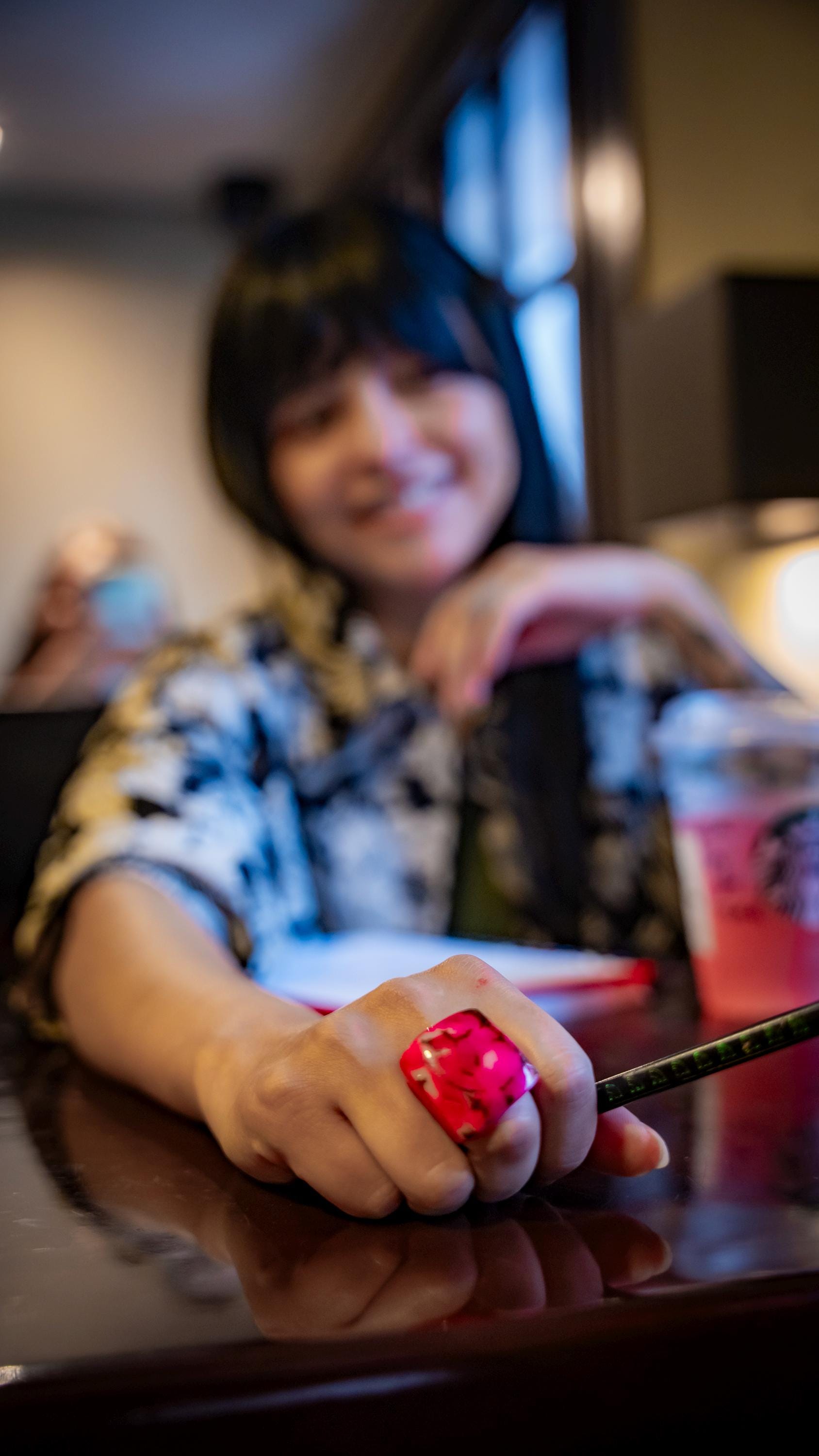 Pink Chunky Big Vegetal Ivory Ring.