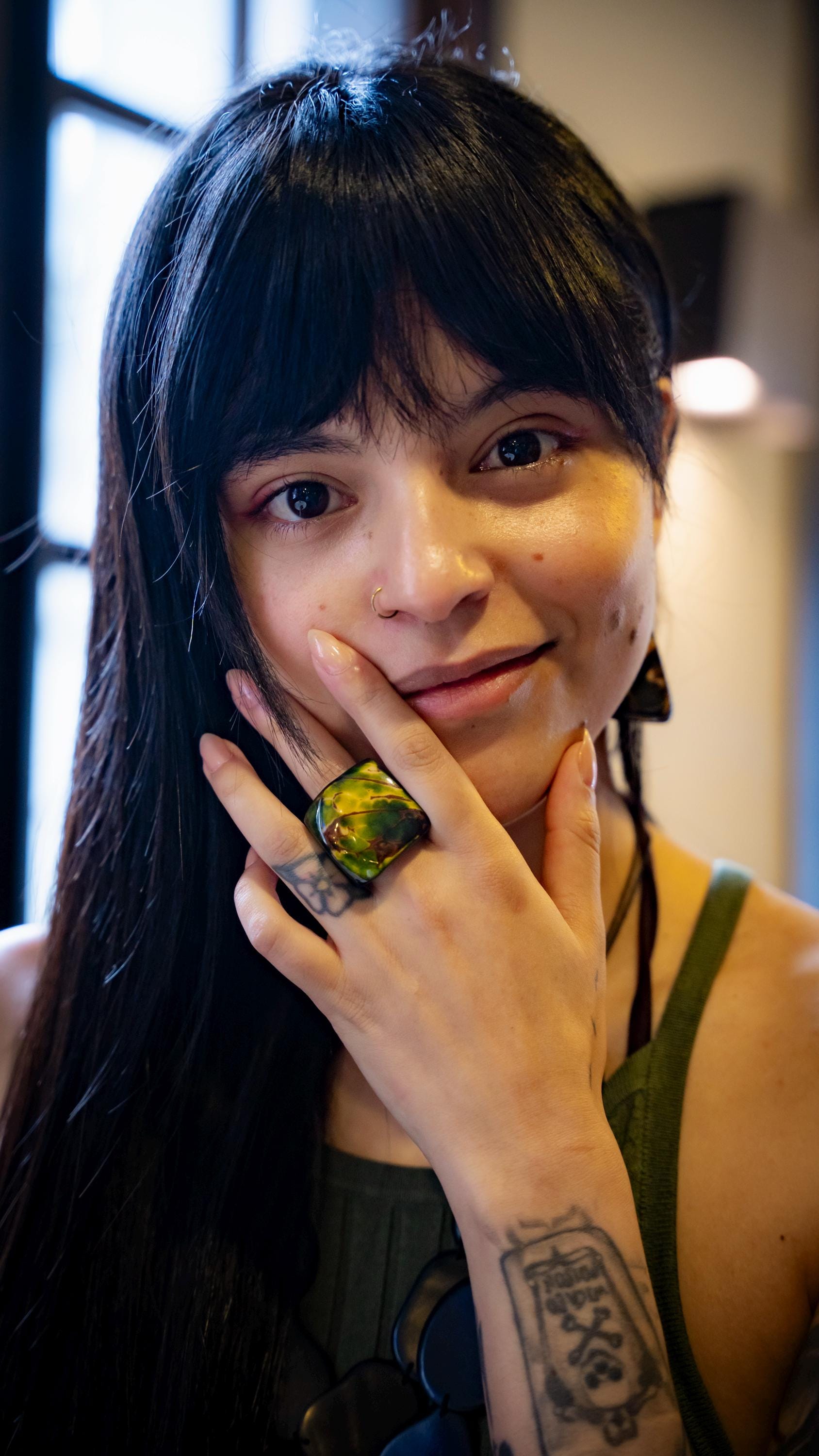 Vibrant Green Tagua Nut Ring.