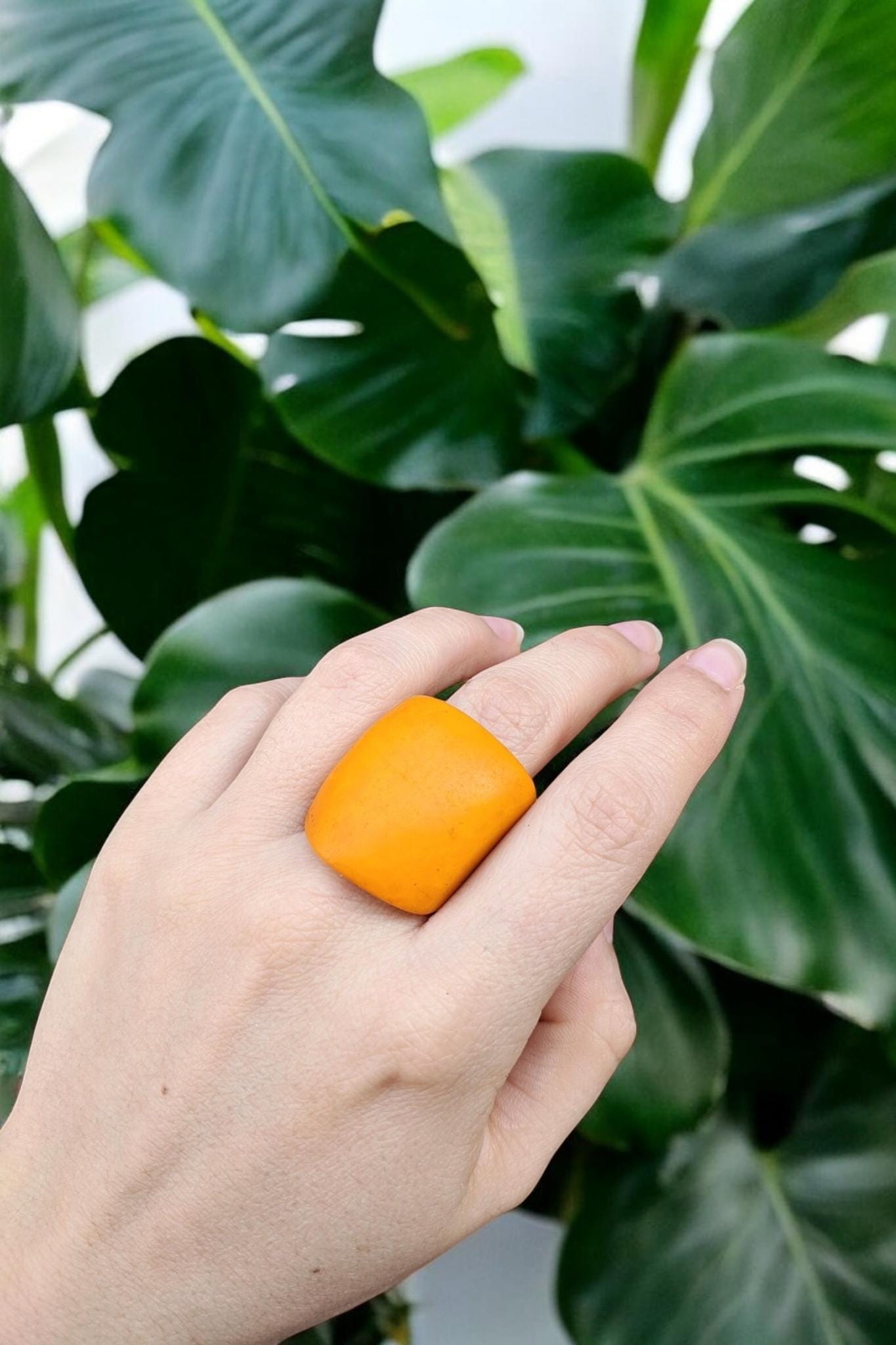 Burned Yellow Tagua Nut Ring.