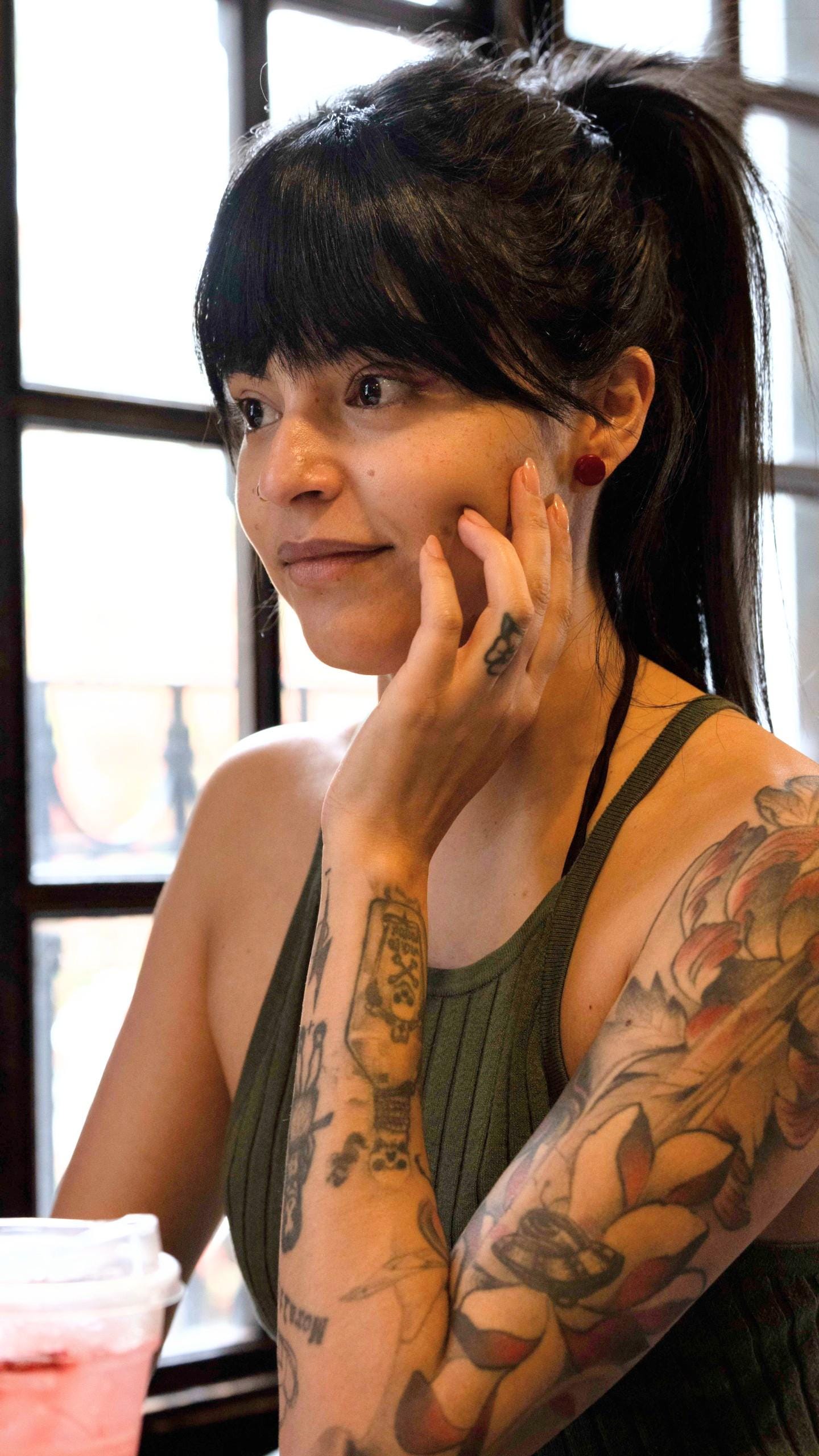 Red Tagua Nut Stud Earrings.