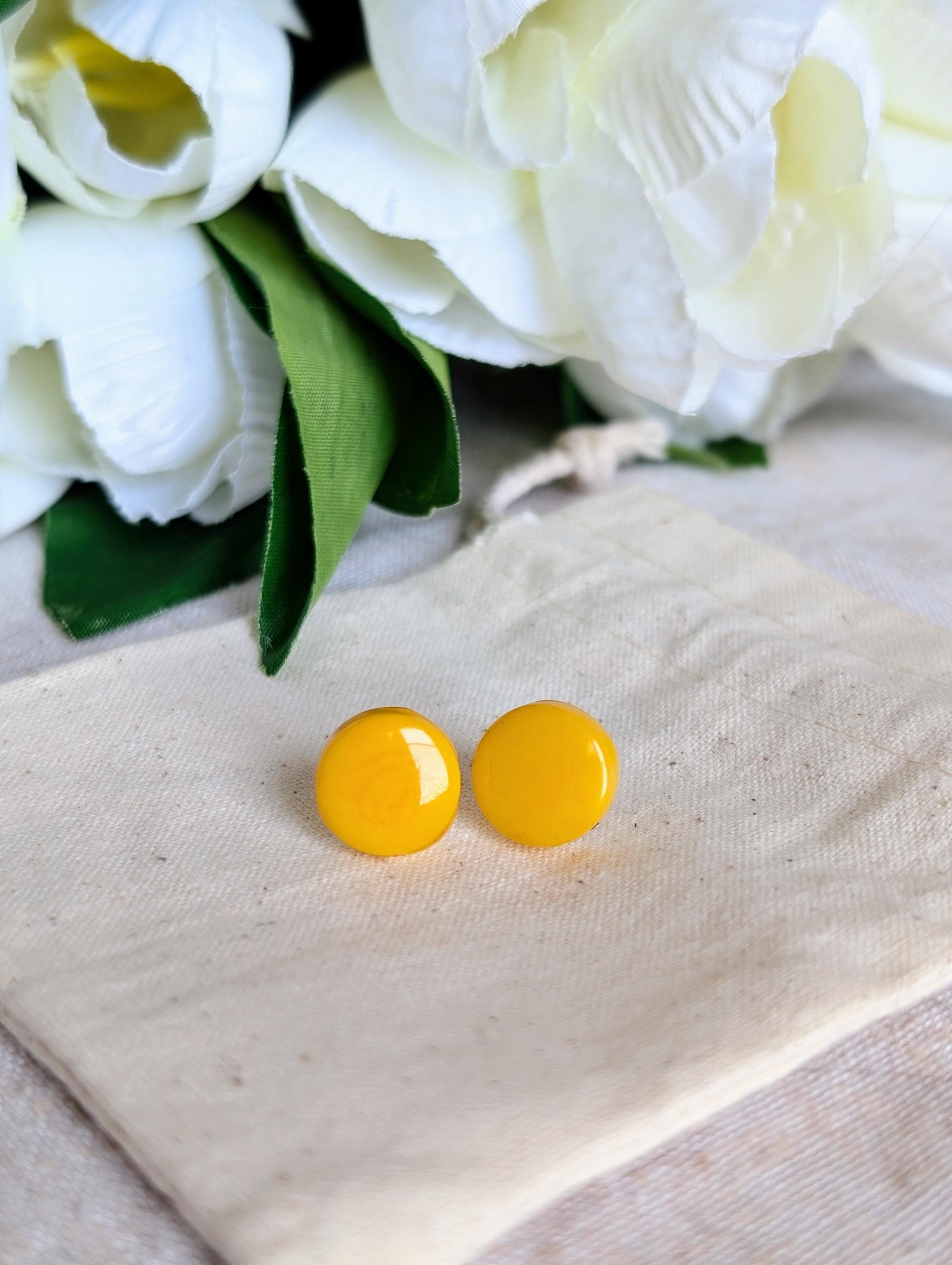 Tiny Stud Yellow Earrings.