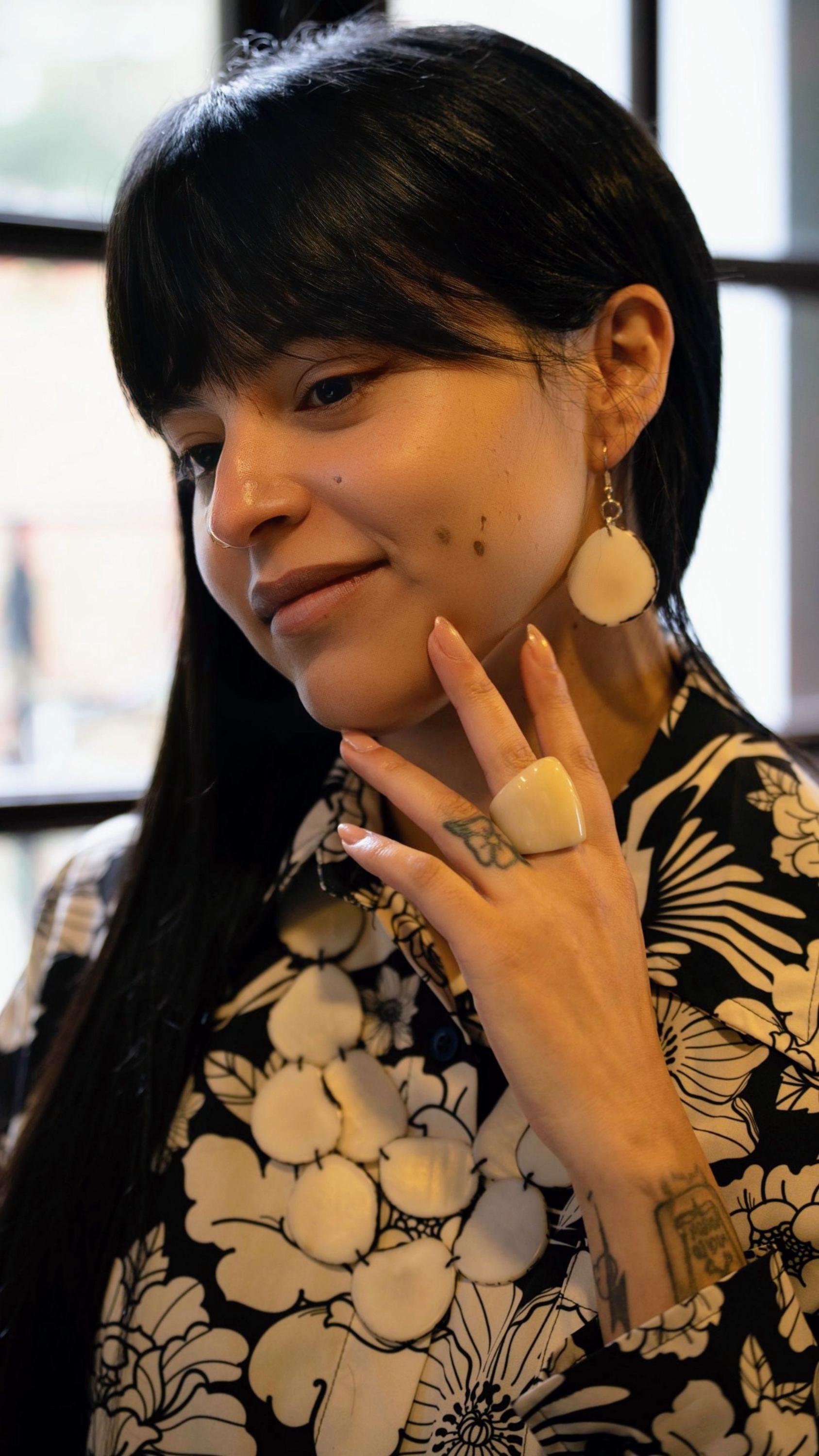 White Geometric Statement Ring.