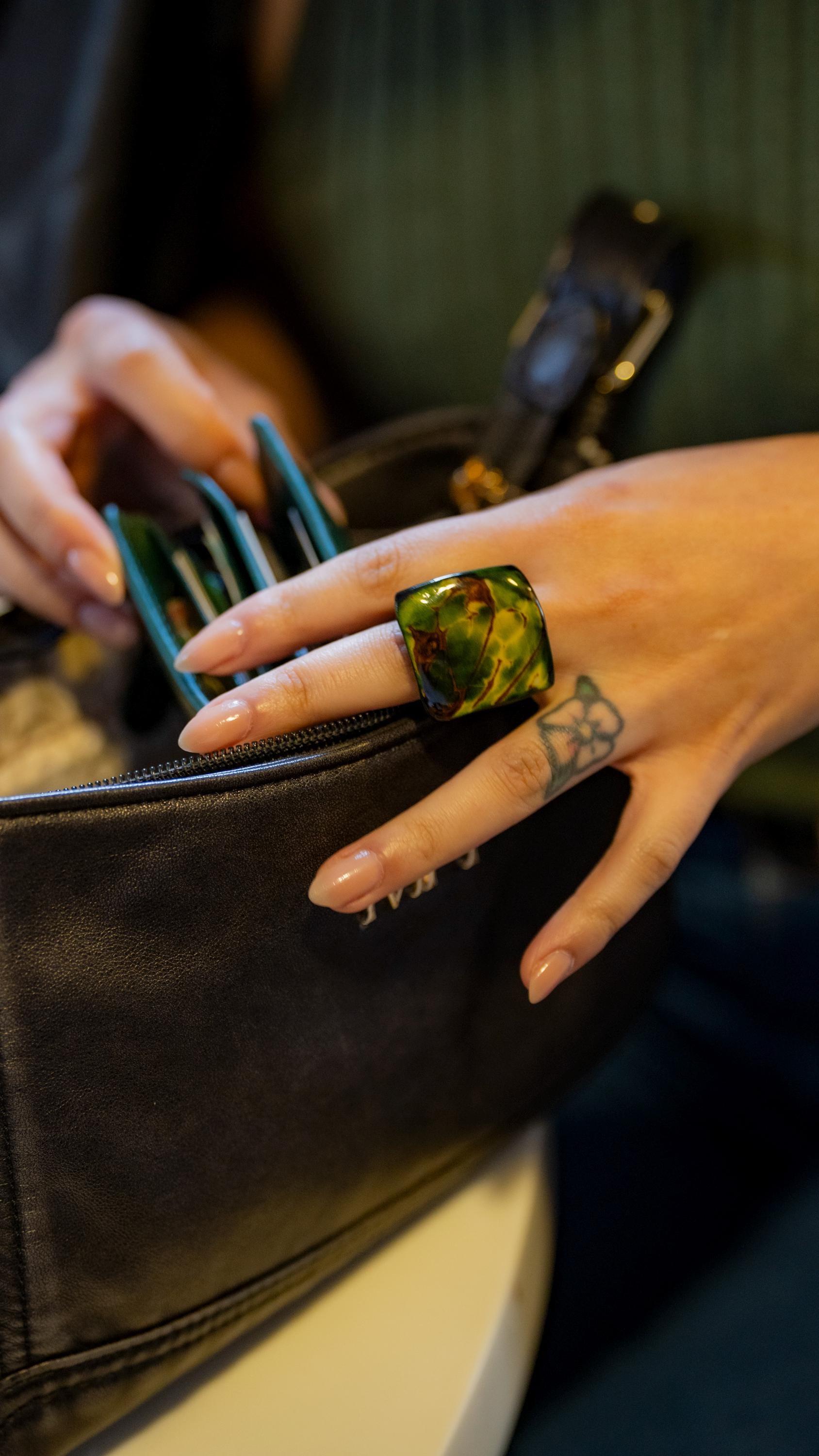 Vibrant Green Tagua Nut Ring.
