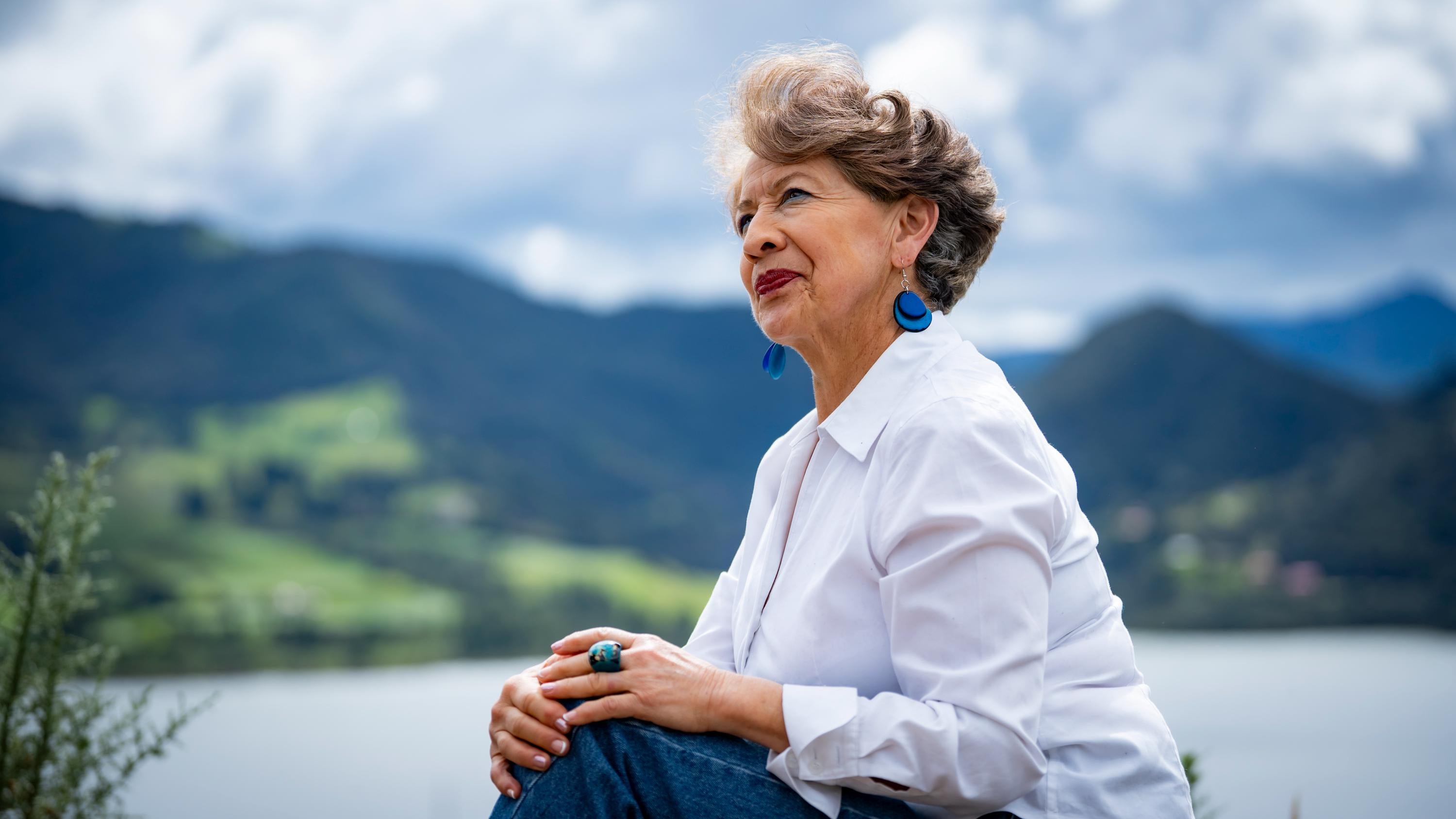 Handmade Blue Tagua Nut Earrings.