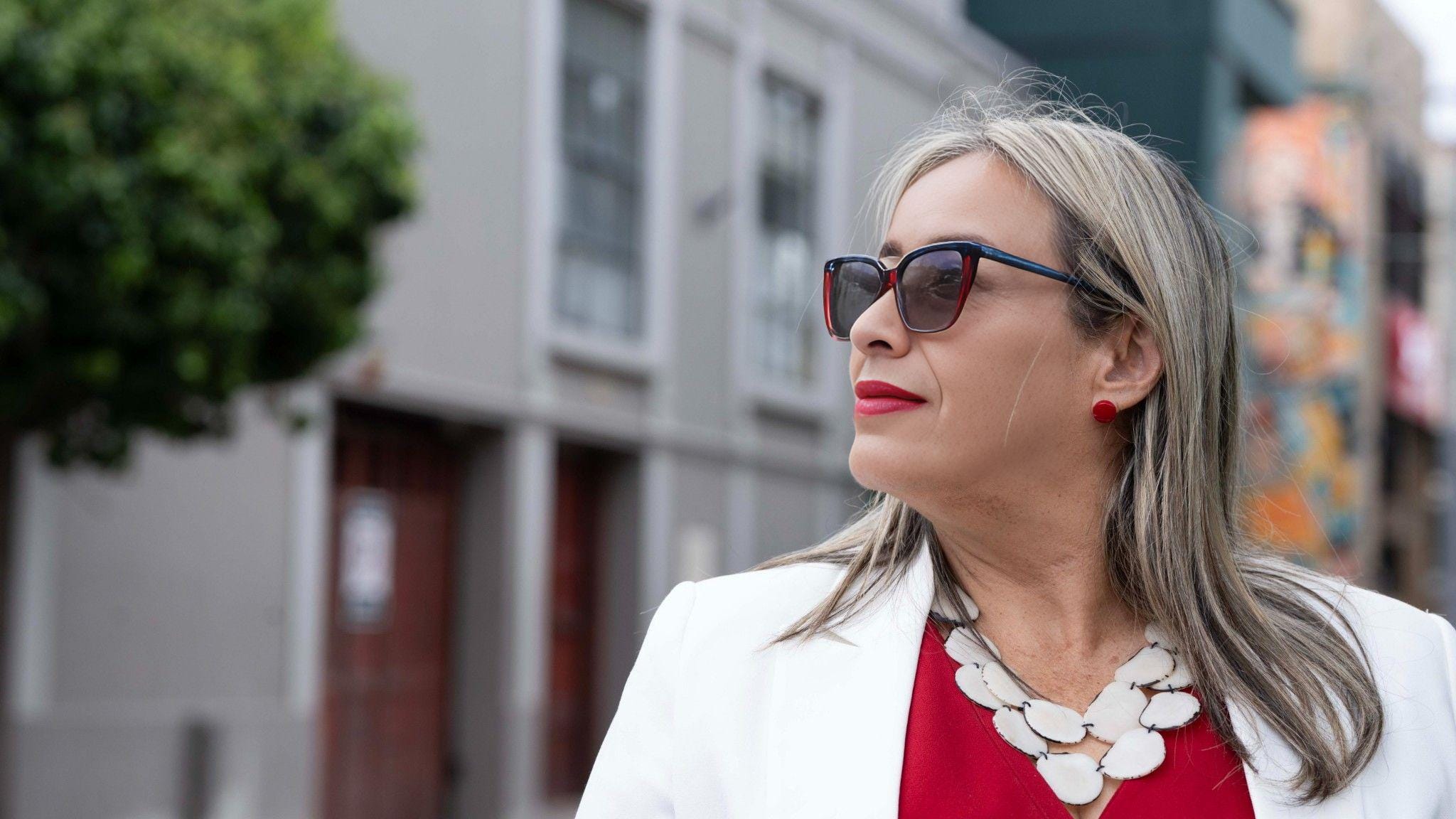 Red Tagua Nut Stud Earrings.