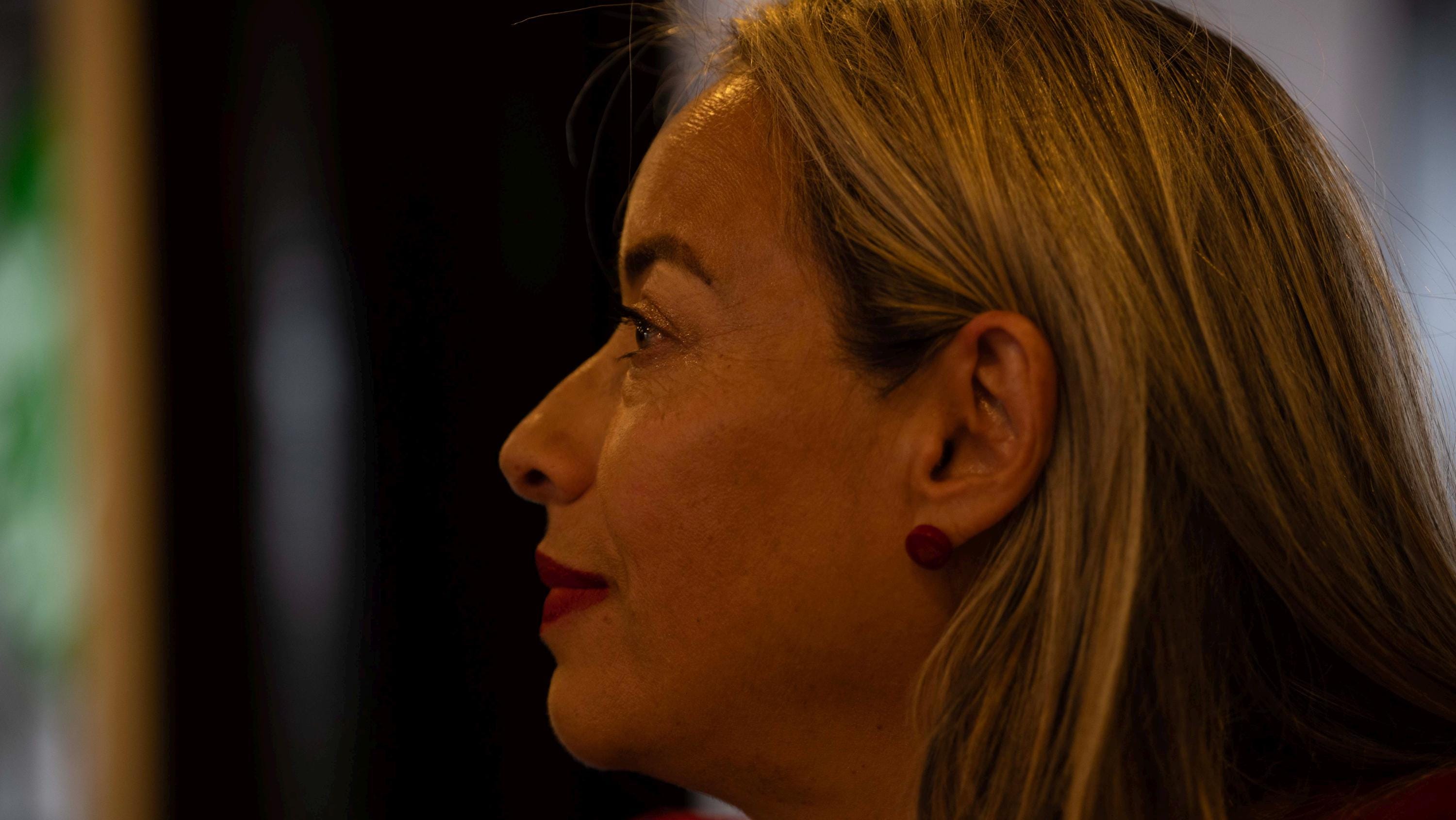 Red Tagua Nut Stud Earrings.